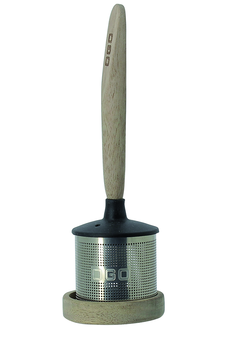 OGO Thee Infuser Oscar met Acacia Schaal - Inox