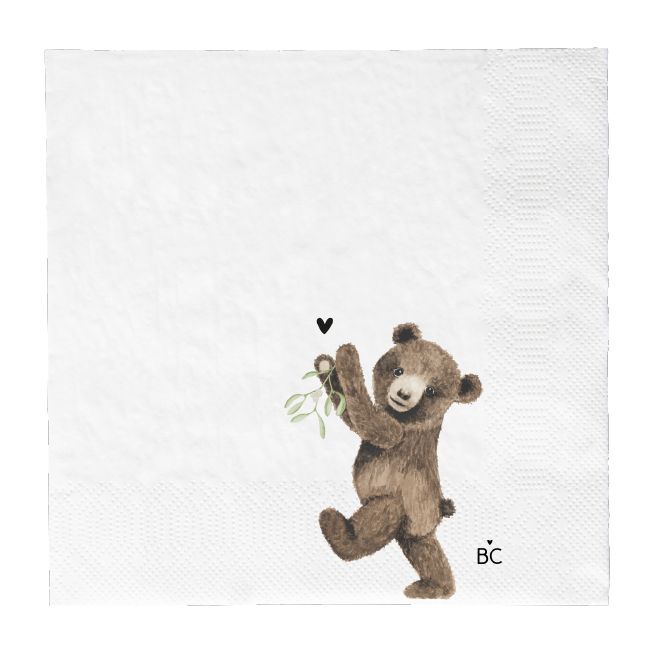 Bastion Collections Servetten Mistletoe Bear 16.5x16.5 cm - 20 stuks