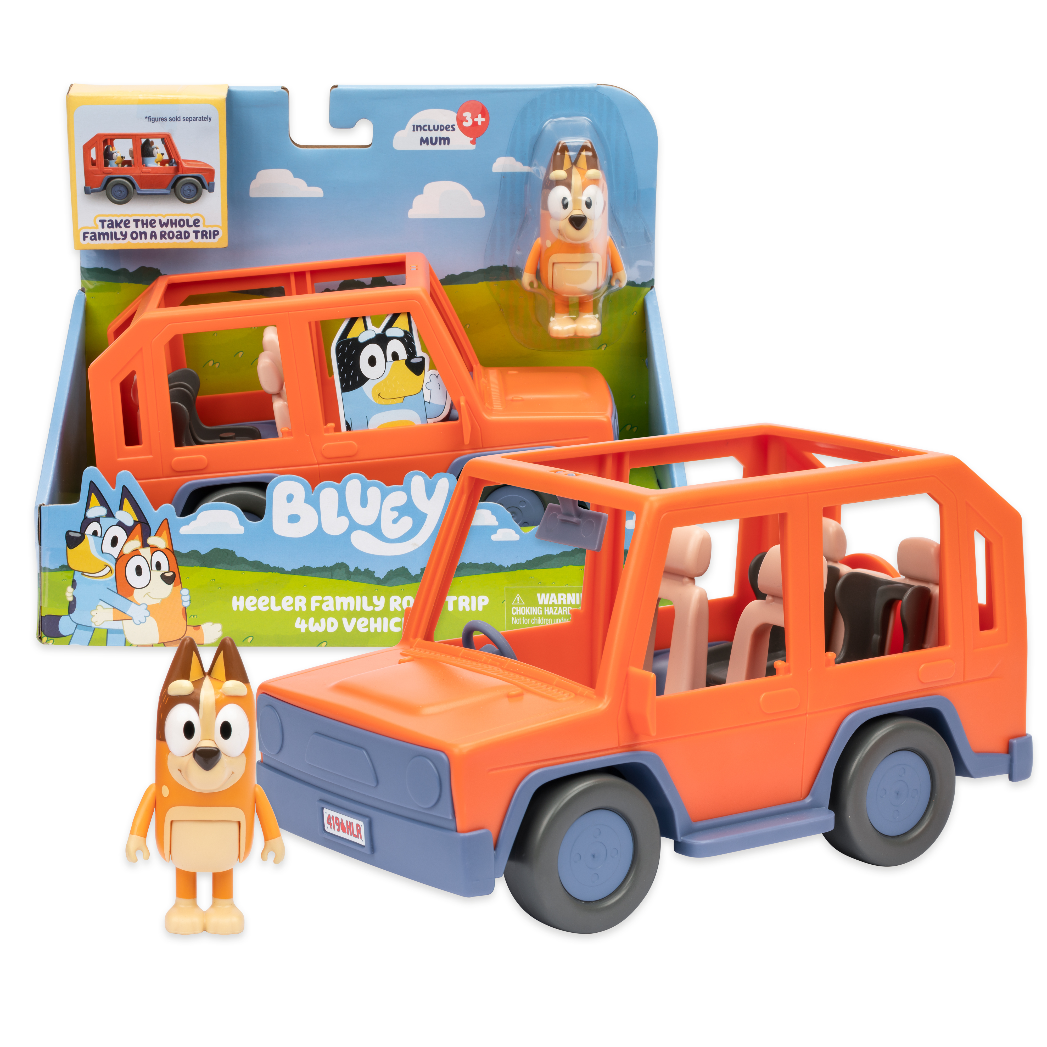 Bluey Heeler Family Road Trip pack, oranje 4X4