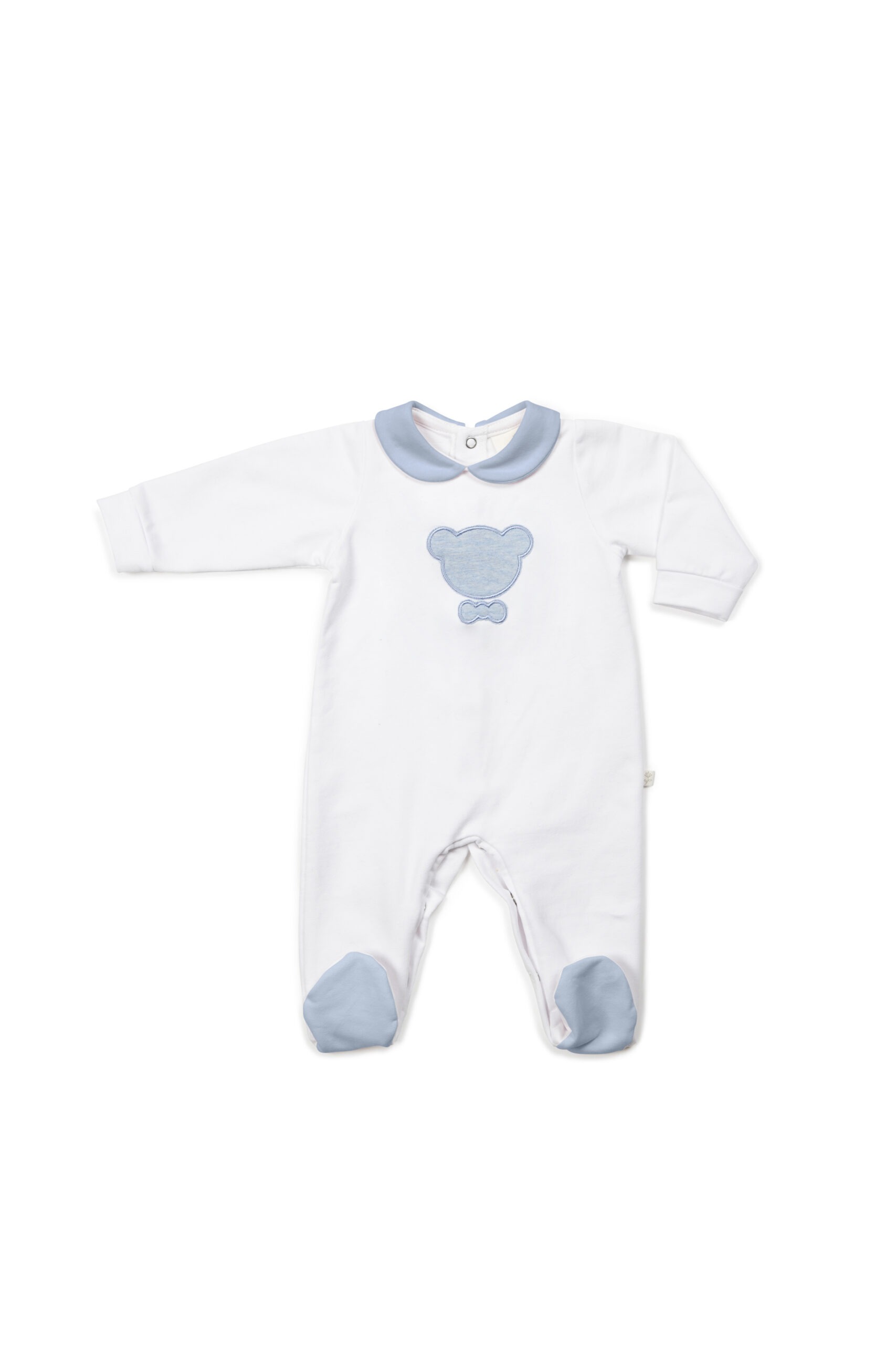 Living Nature Pyjama Jongens Lm Jule Berenkopje Wit-Blauw - 3 maand