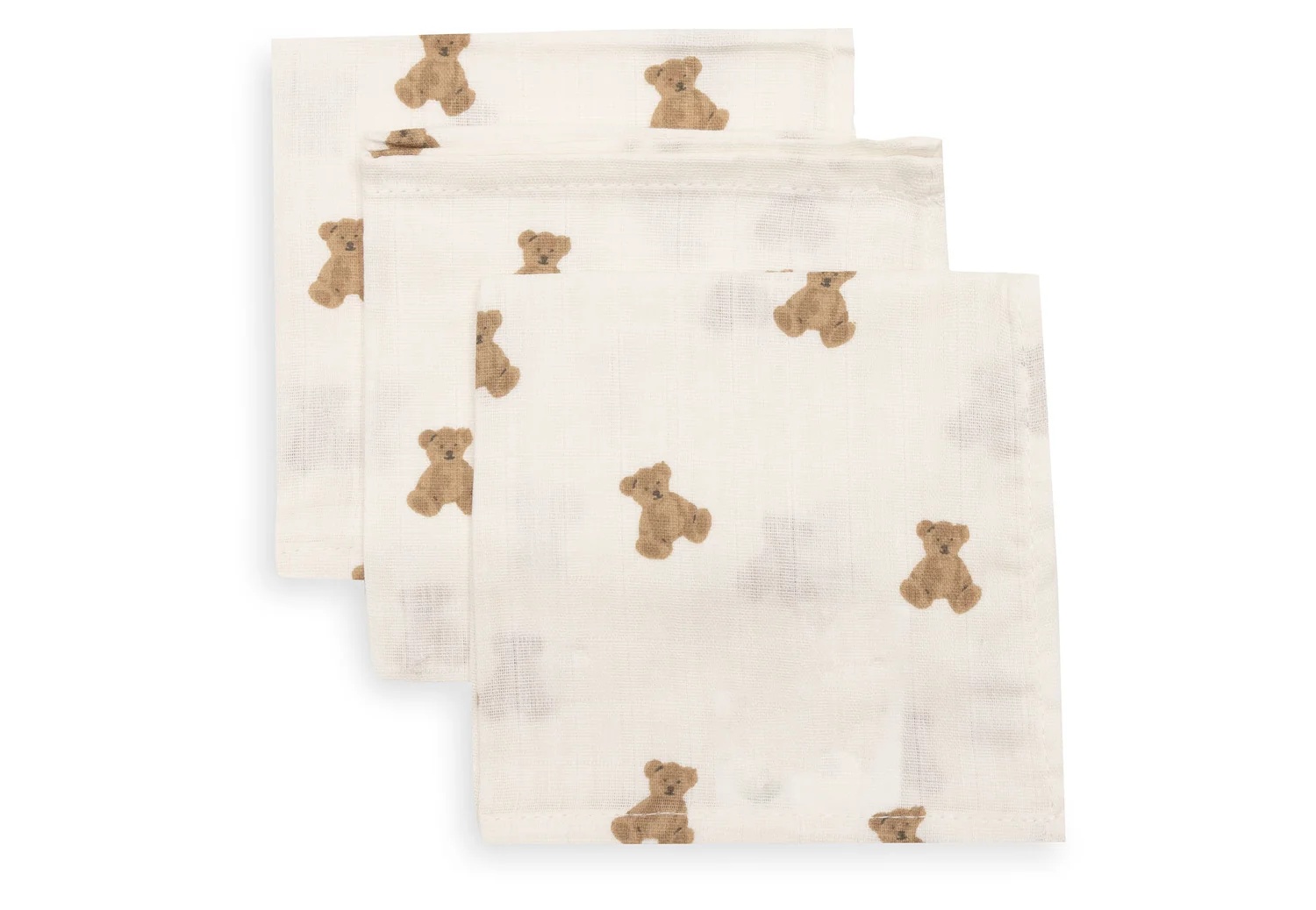 Jollein Monddoekje Tetra Mini Teddy Bear 31x31 cm - 3 stuks