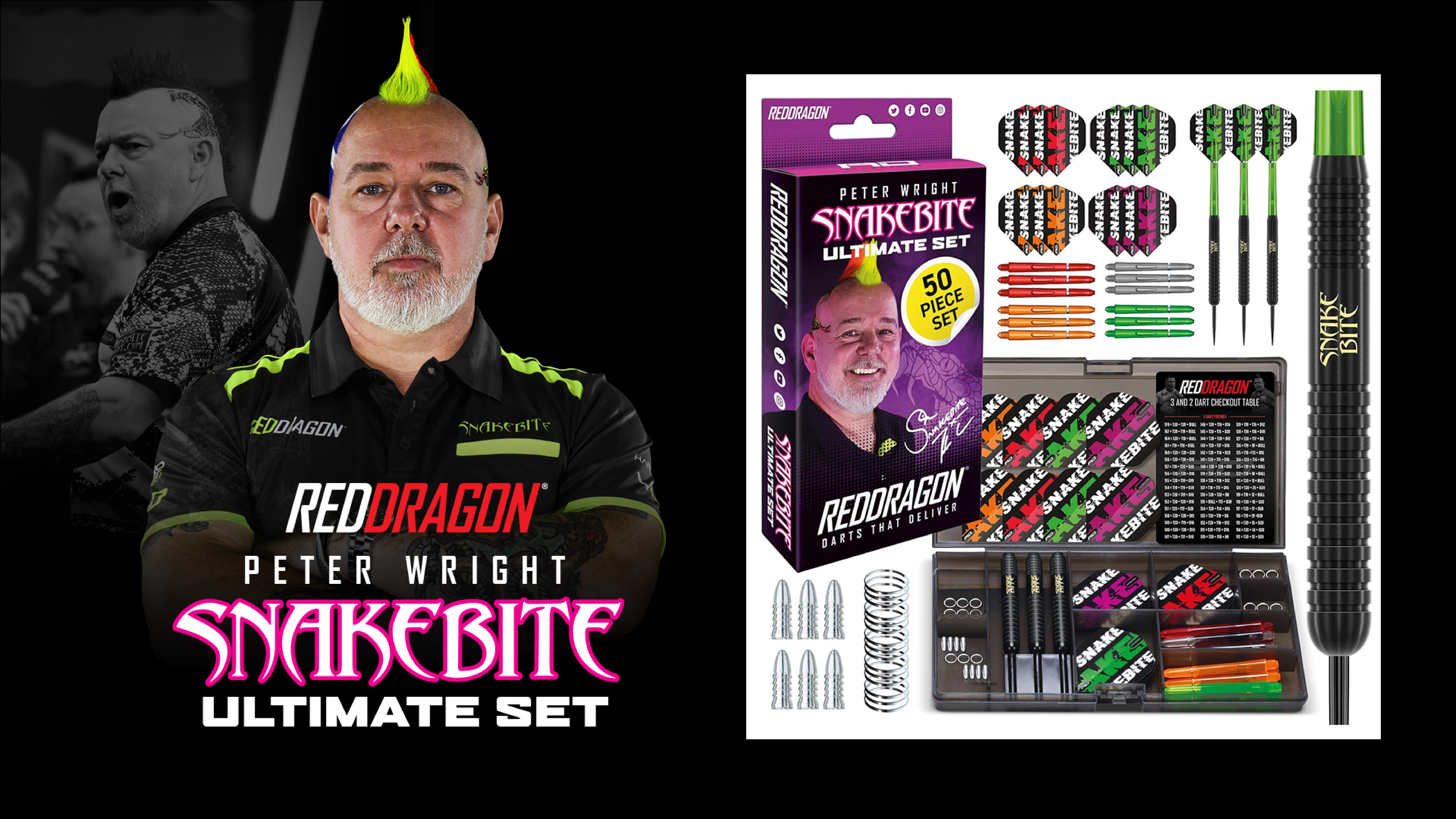 Red Dragon Peter Wright Snakebite Ultimate Gift  Dartsset 50 stuks