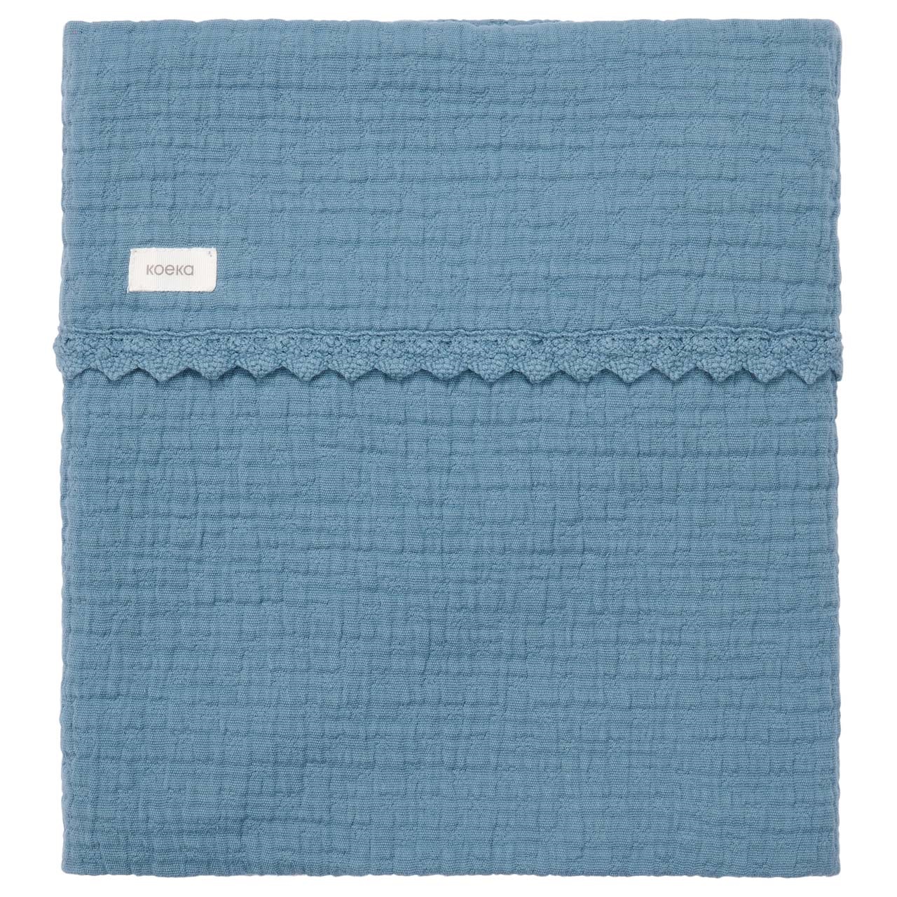 Koeka Deken Wieg Elba Kant Bluestone 75x100 cm