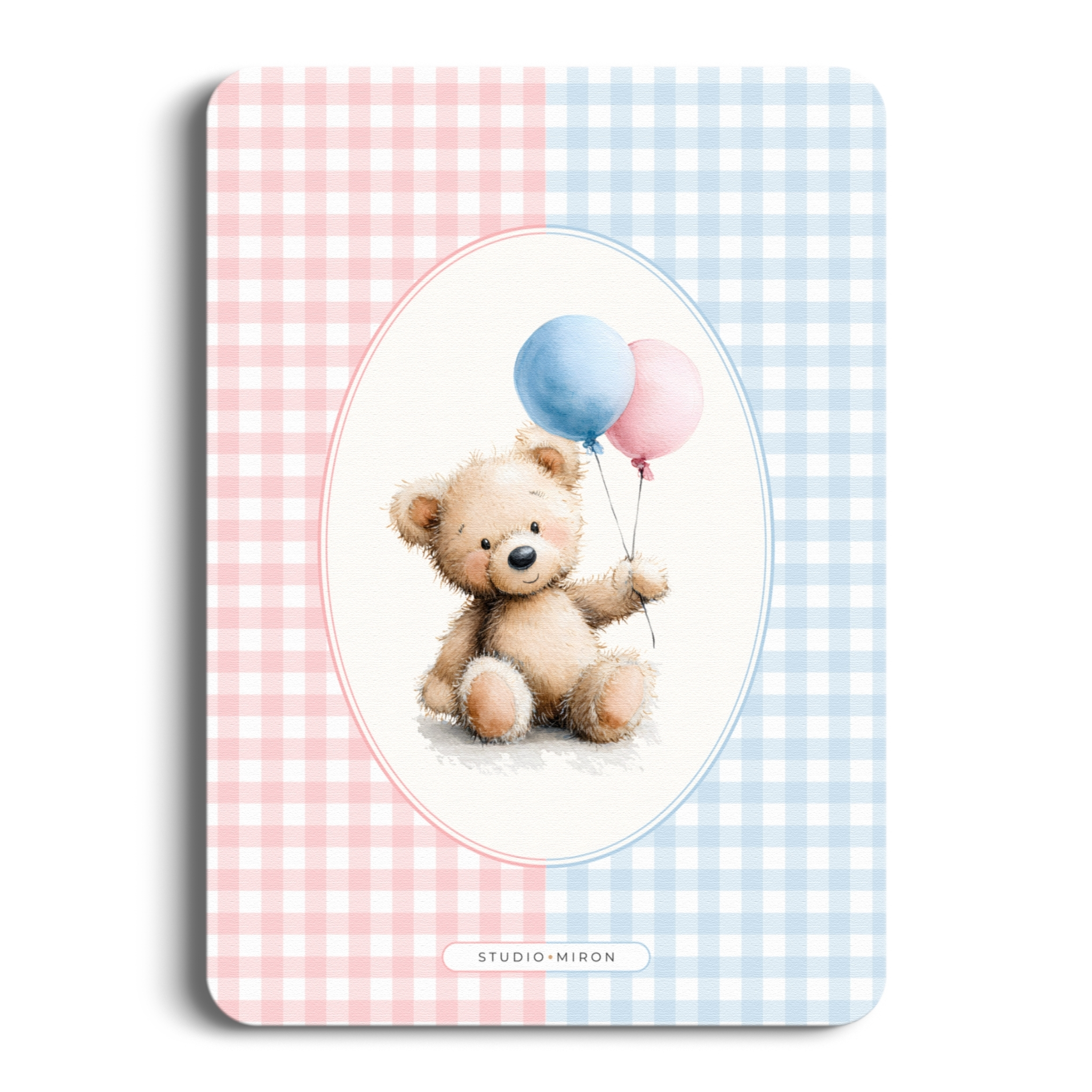 Studio Miron Wenskaart Bedankkaart Groeipapier Gingham Roze-Blauw - 10 stuks