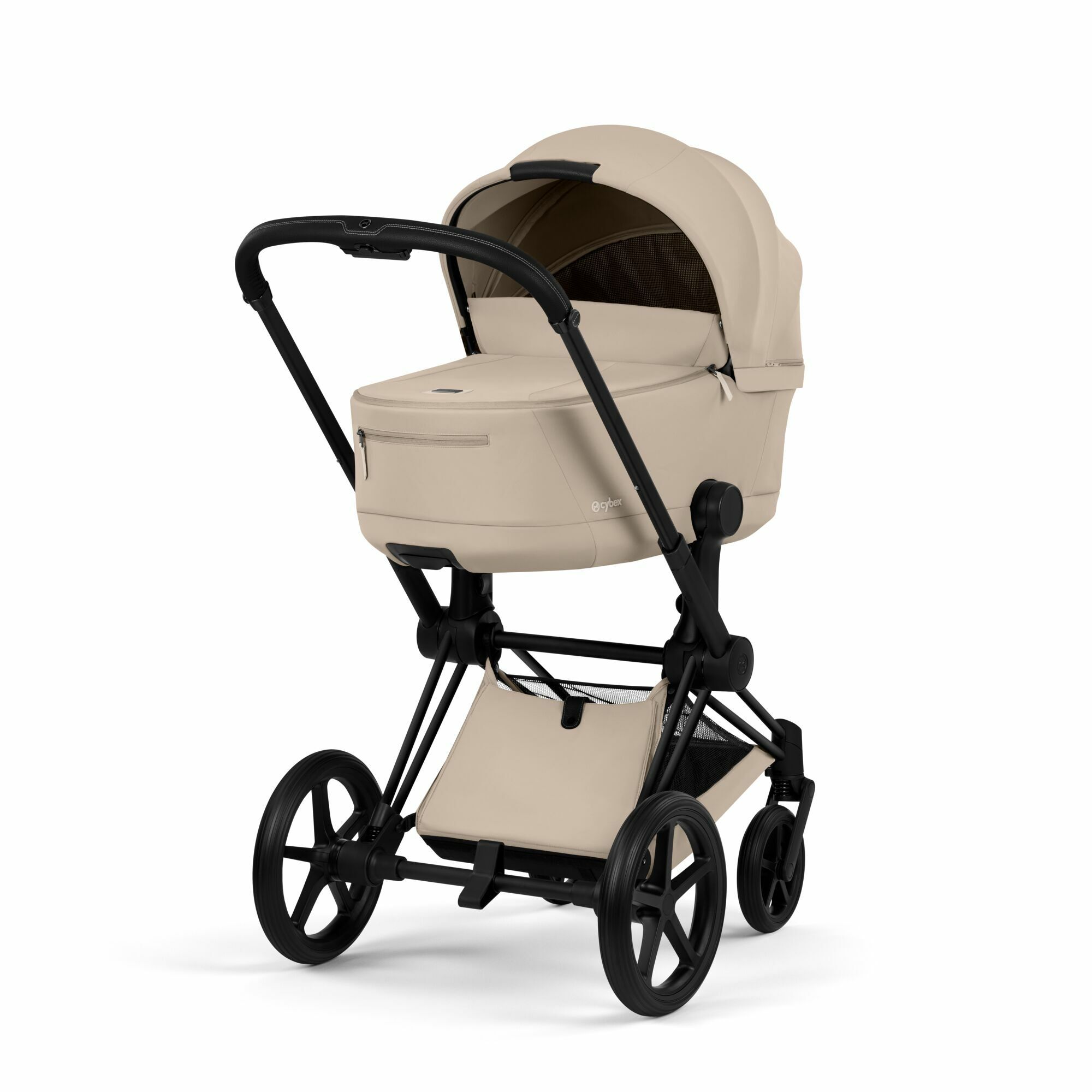 Cybex Kinderwagen Priam Comfort Matt Black-Reiswieg Plooibaar Cozy Beige