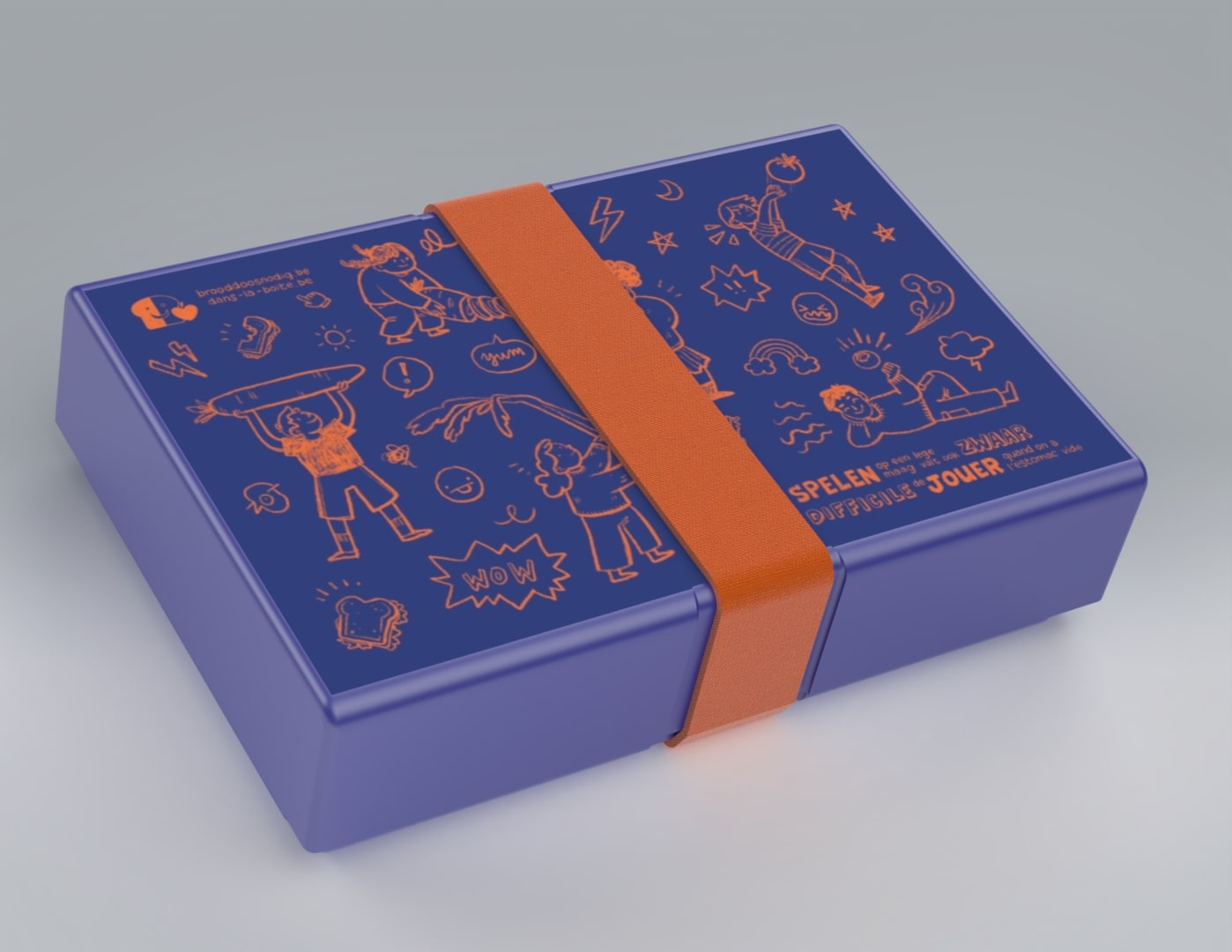 Brooddoos Blauw met Elastiek - Brooddoosnodig.be