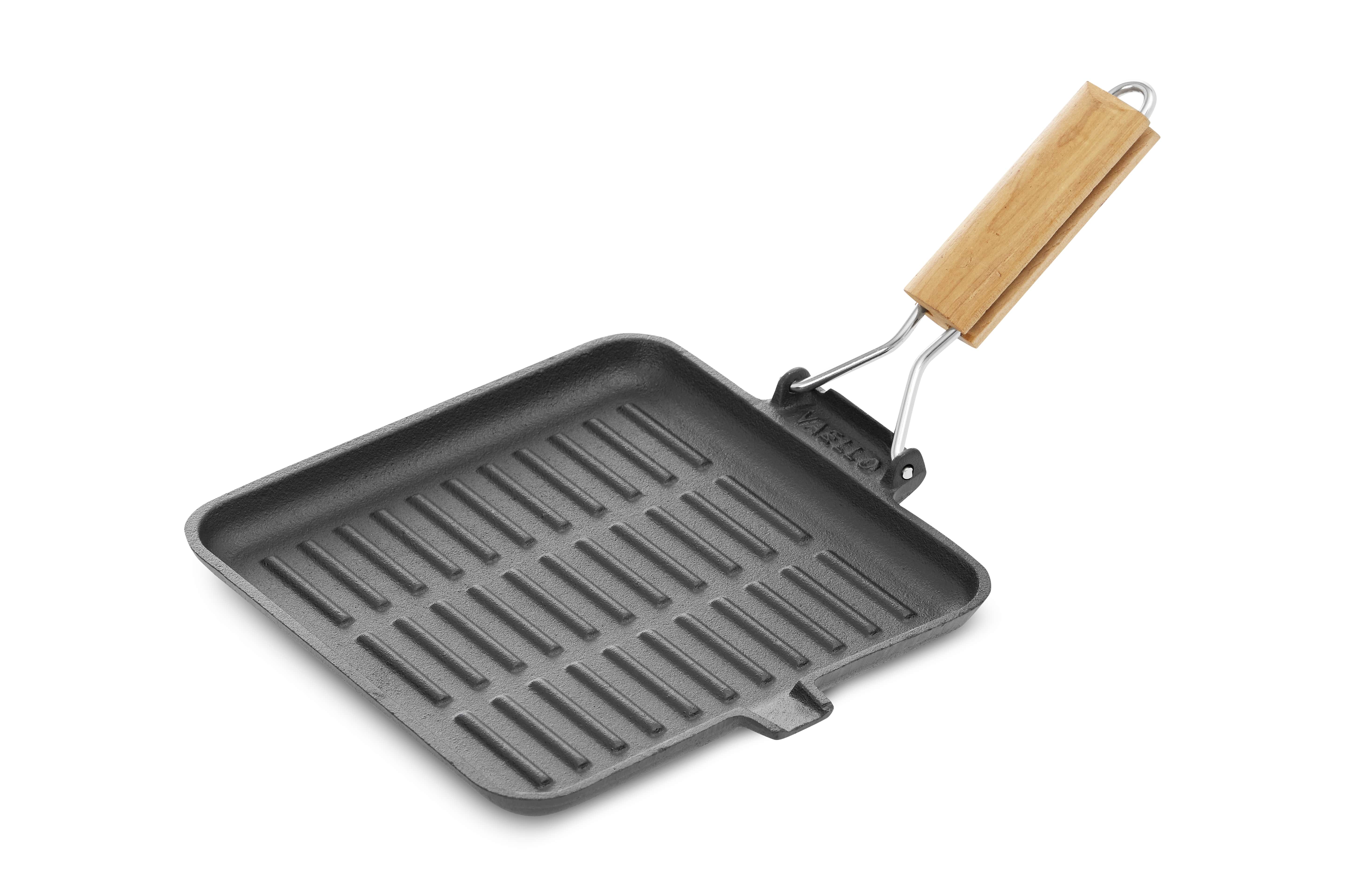 Vaello Grill Gietijzer 22x22 cm met Houten Handvat