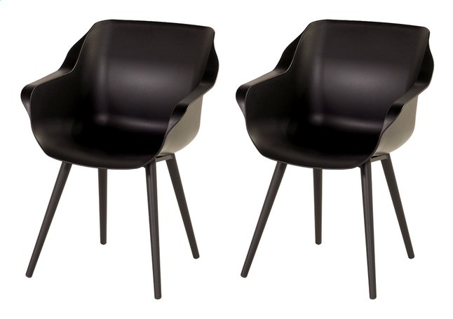 Hartman Sophie Studio tuinstoel 2 stuks Carbon black frame en PVC kuip