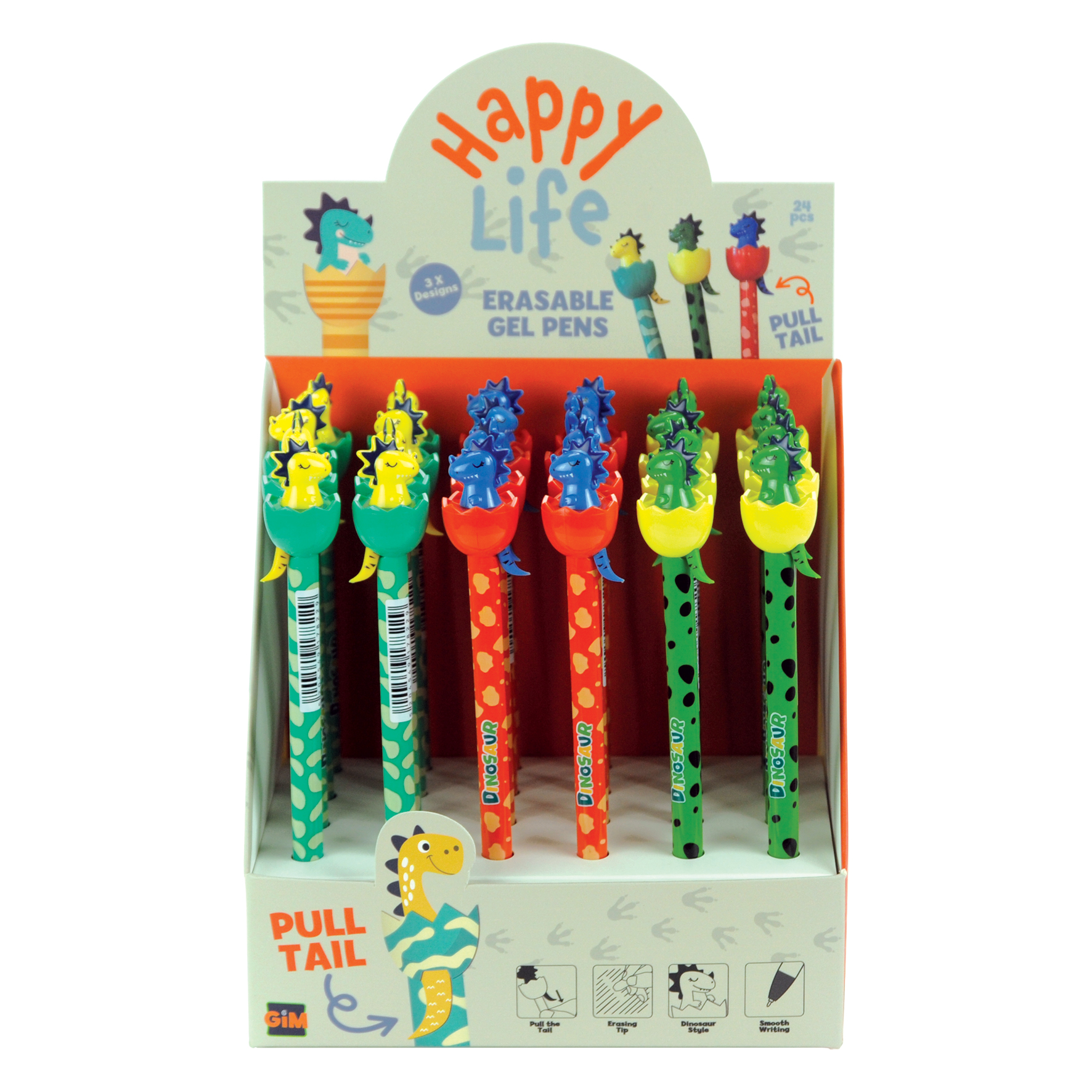 Happy Life Uitwisbare Balpen Dino assorti - prijs per stuk