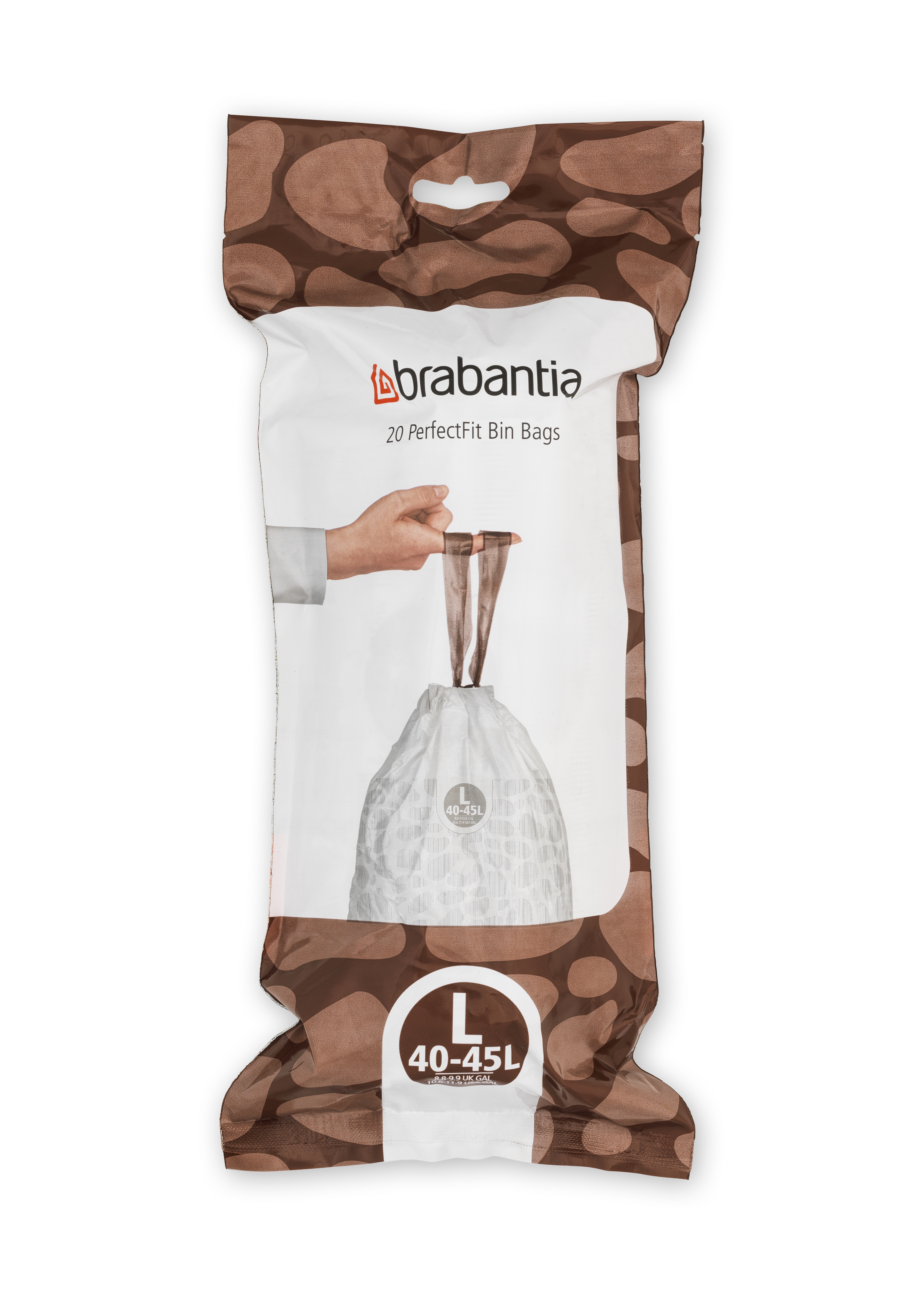 Brabantia Afvalzakken 40-45l PerfectFit Code L 20 stuks - met Trekbandsluiting - 100% Recycled