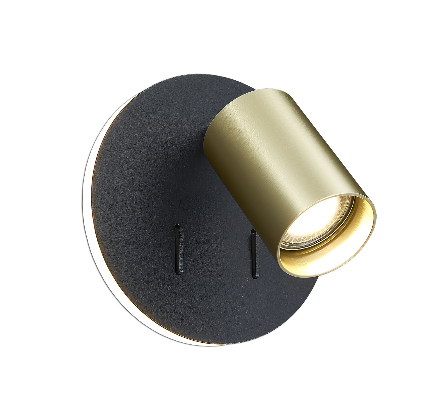 Fantasia Dusk Wandlicht 1x GU10 + 1x LED 5.5W 600lm 2700K Zwart + Geborsteld Goud