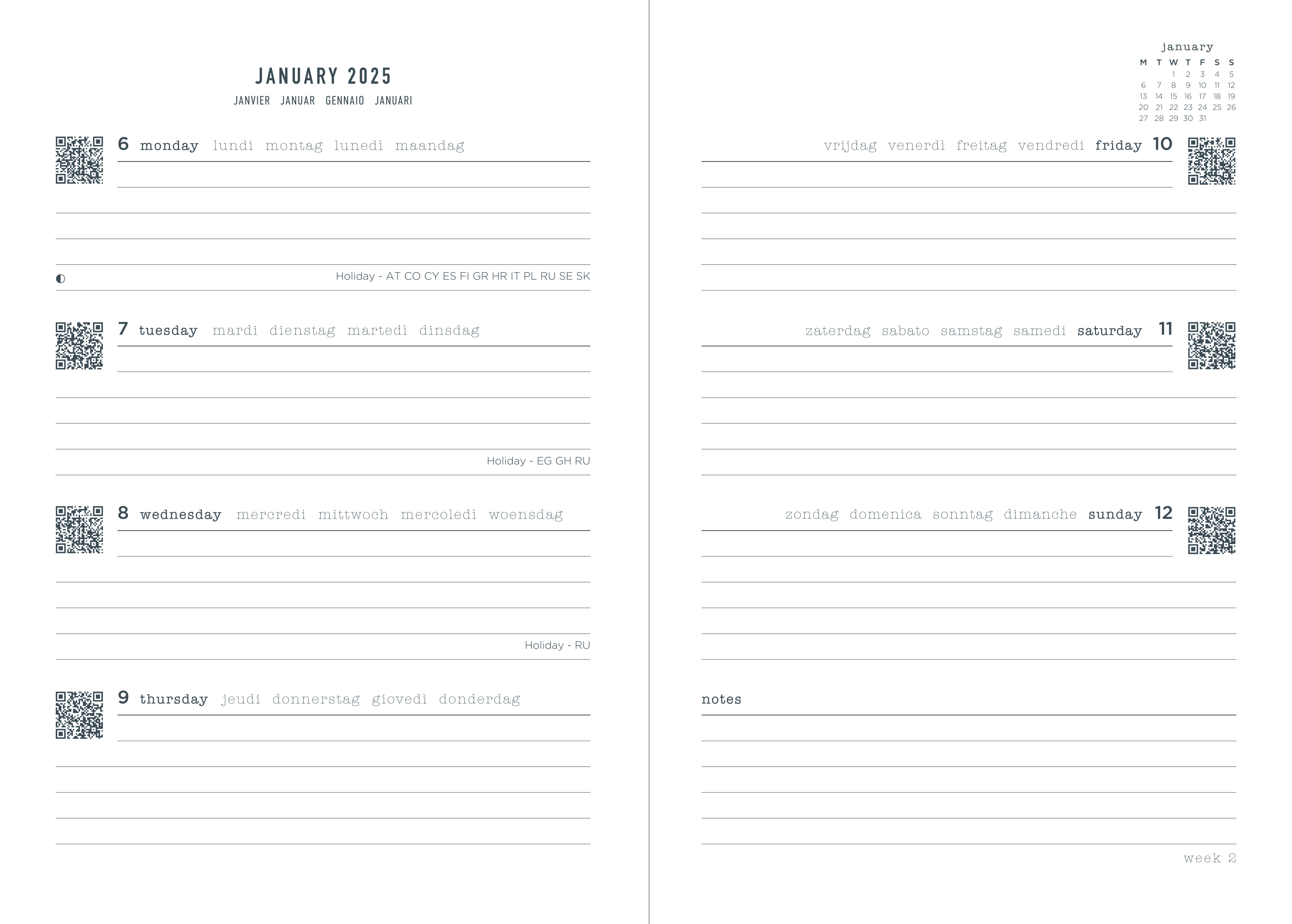 Letts Agenda 2026 Big Plans A5 - 1week/2pag Internationaal assorti - per stuk