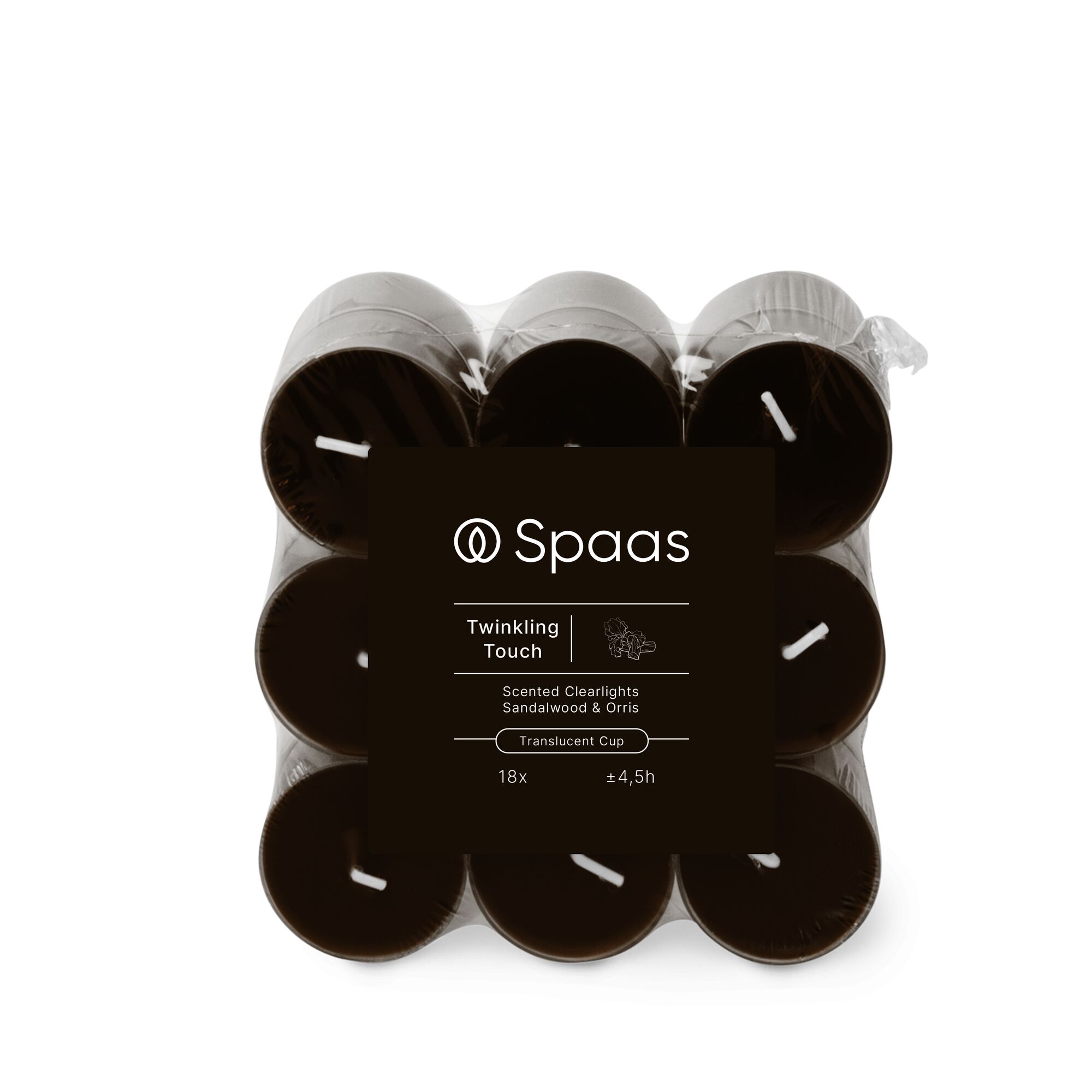 Spaas Theelichten Clearlights 18 stuks Twinkling Touch - Sandalwood and Orris - 4.5 Branduren