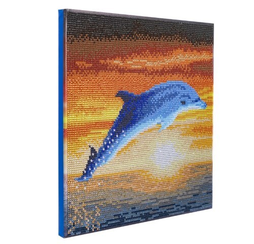 Crystal Art Framed Canvas Kit 30 x 30 cm - Dolphin Sunirse 