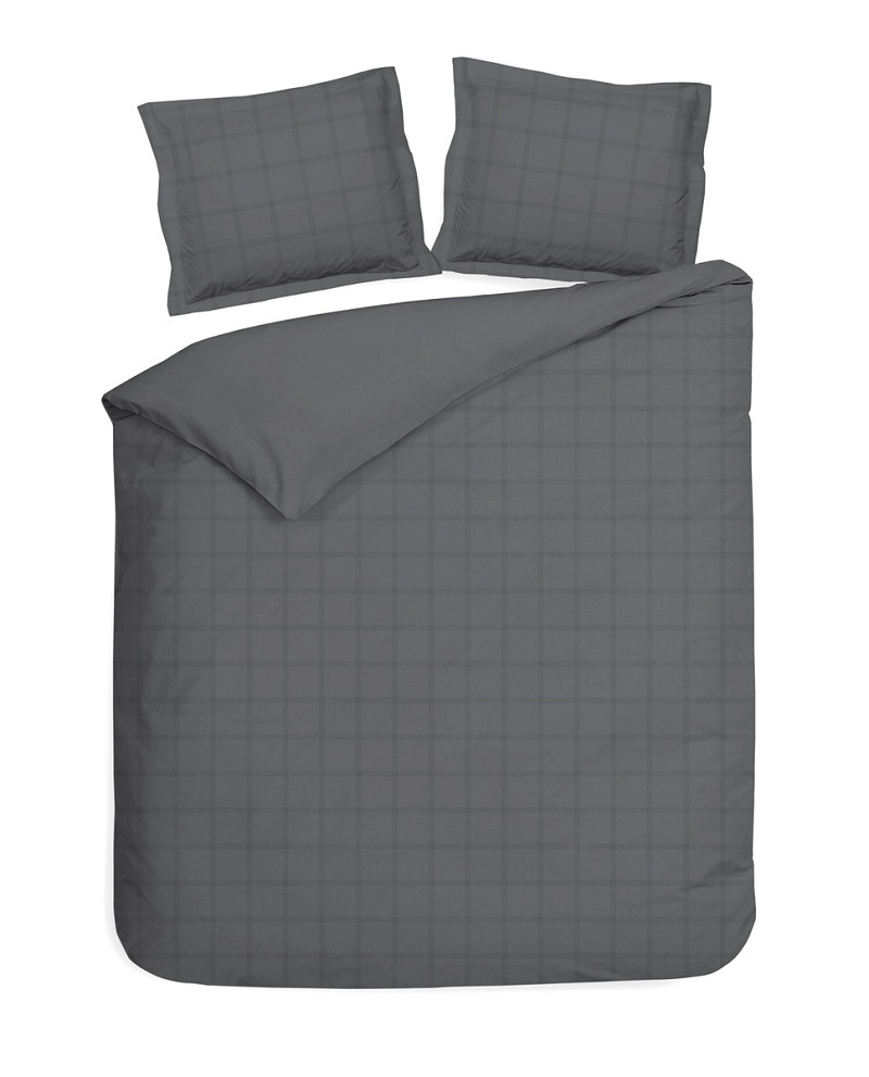 Heckettlane Dekbedovertrekset Diamante 240x220 cm - Satijn - Classic Anthracite