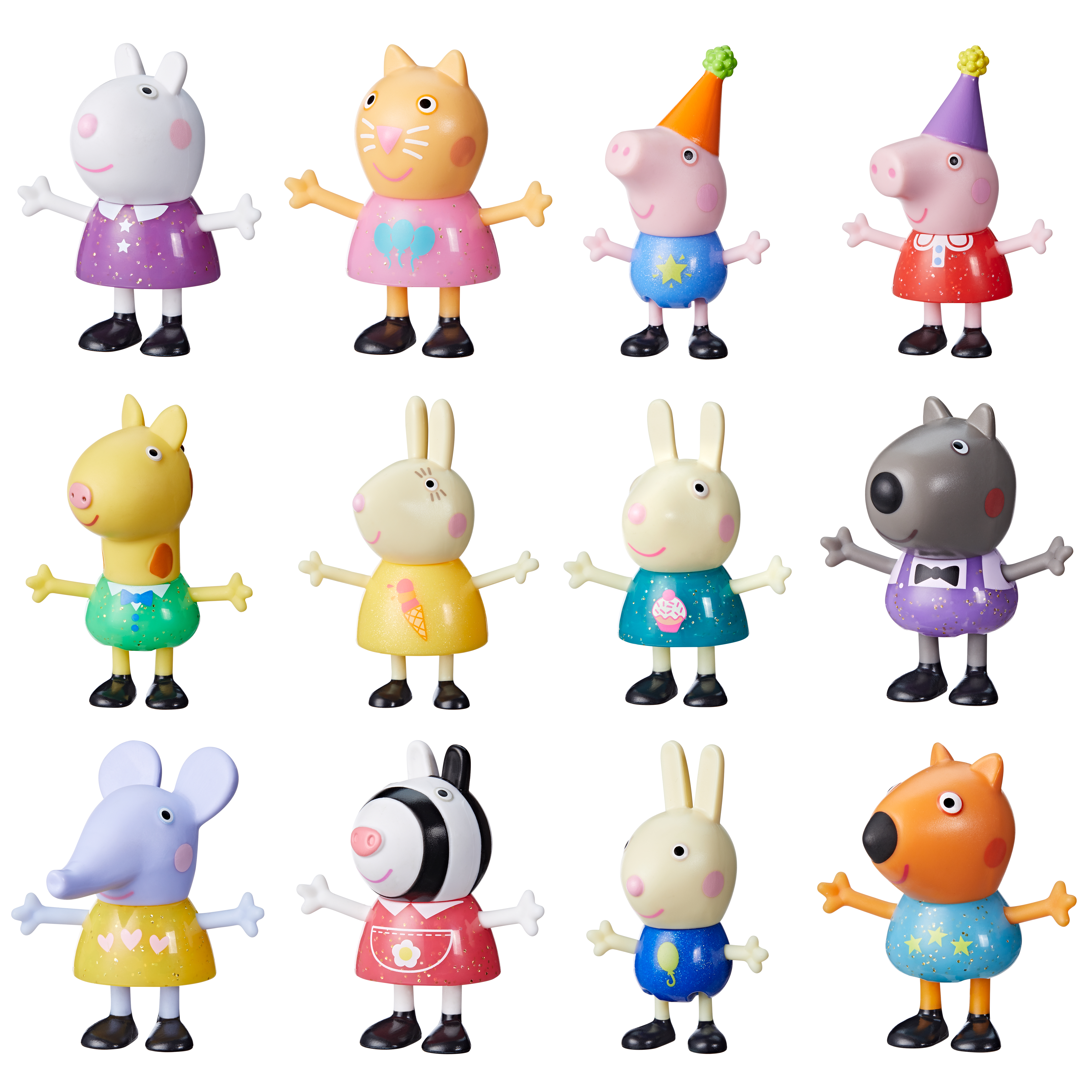 Peppa Pig, Peppas Party vrienden 7.5 cm - assortiment - prijs per stuk