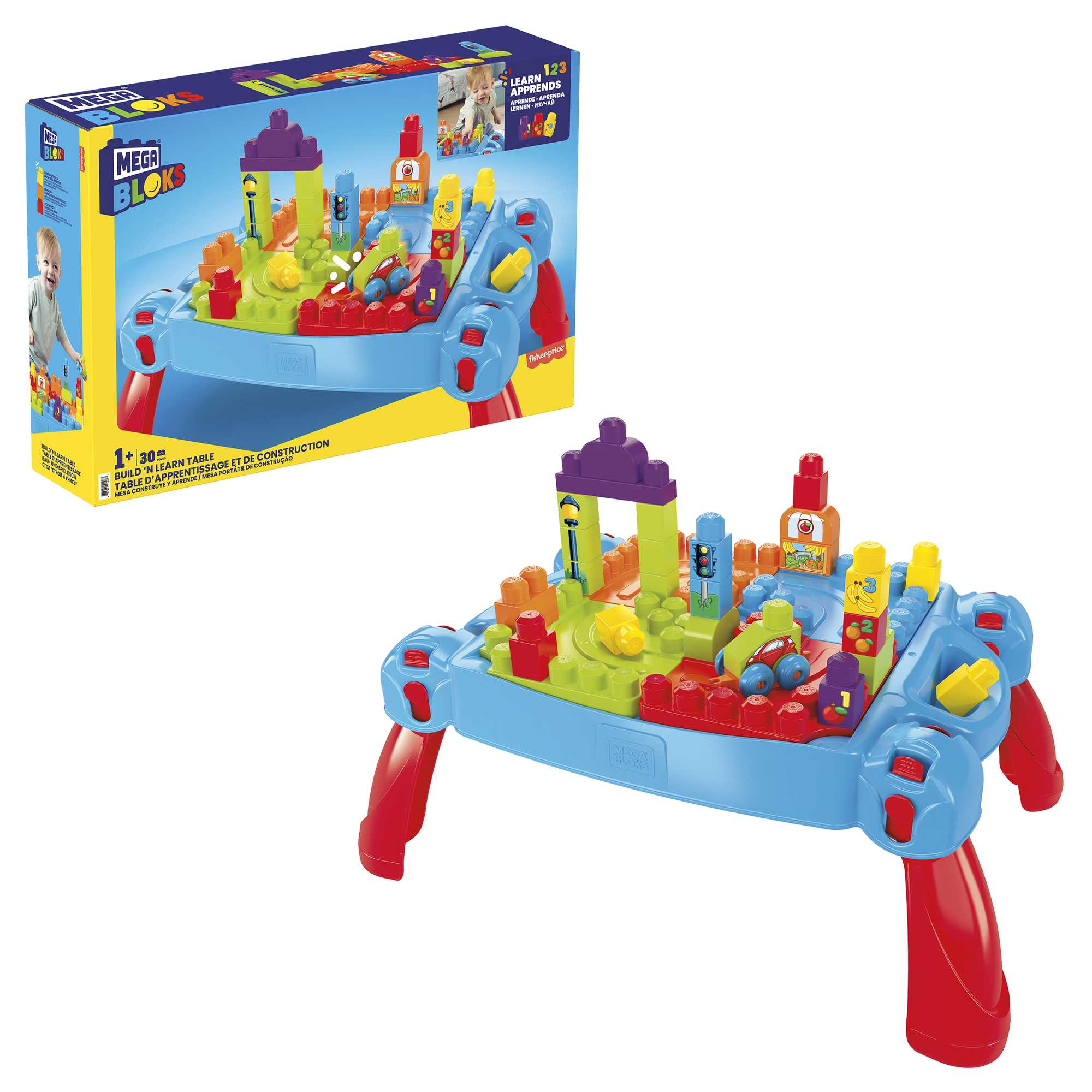 Mega Bloks Build'N Learn Table, Bouwtafel met blokken, draagbaar