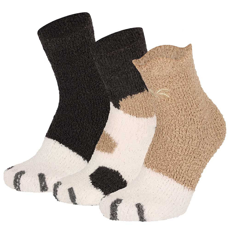 Apollo Bedsocks Dames Softy 3 paar Bruin/Zwart - One Size