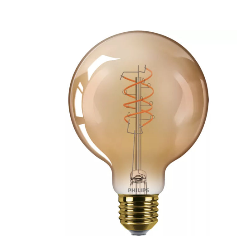 Philips LED Bollamp G95 Filament Amber E27 7.3W 806lm 2200K Dimbaar