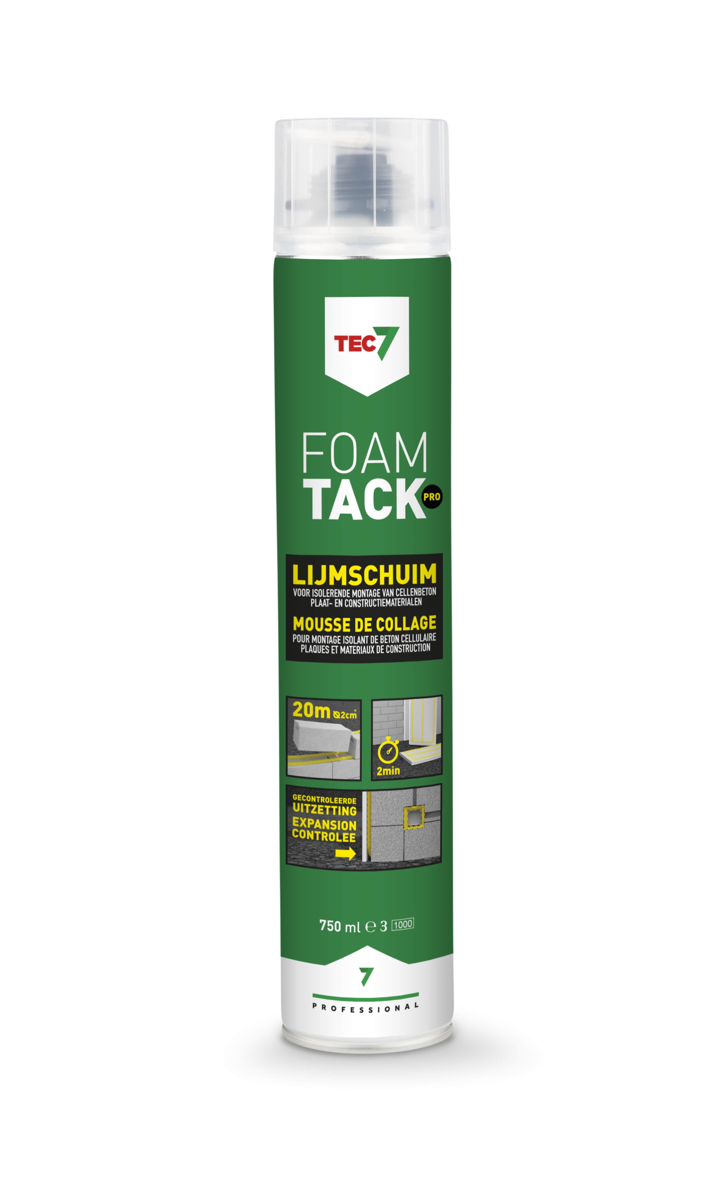 Tec7 FoamTack Pro Construct Lijmschuim 880 ml voor Gebruik met Pistool