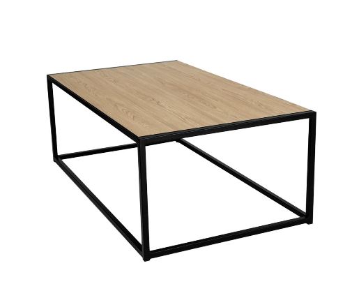 Salontafel 007 Industrieel 115x65x41cm Zwart - Naturel Eik