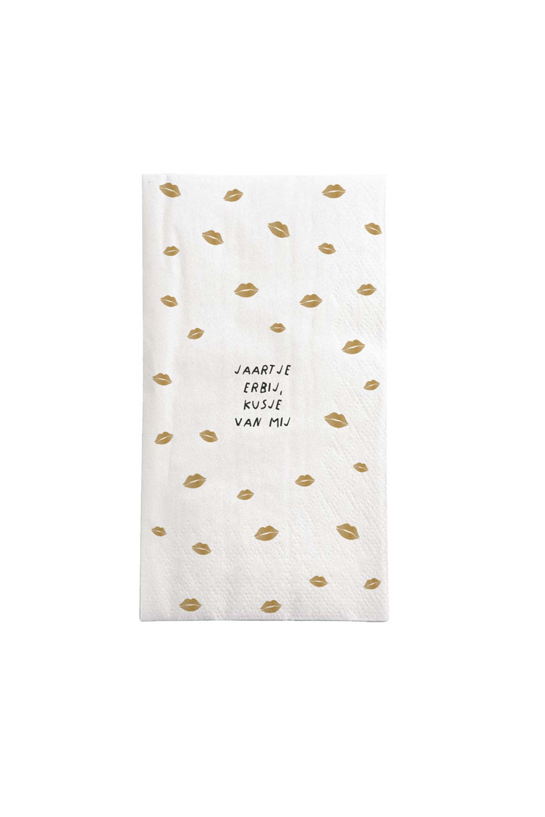Zusss Servetten Jaartje Erbij Wit-Goud 11x20 cm - 15 stuks