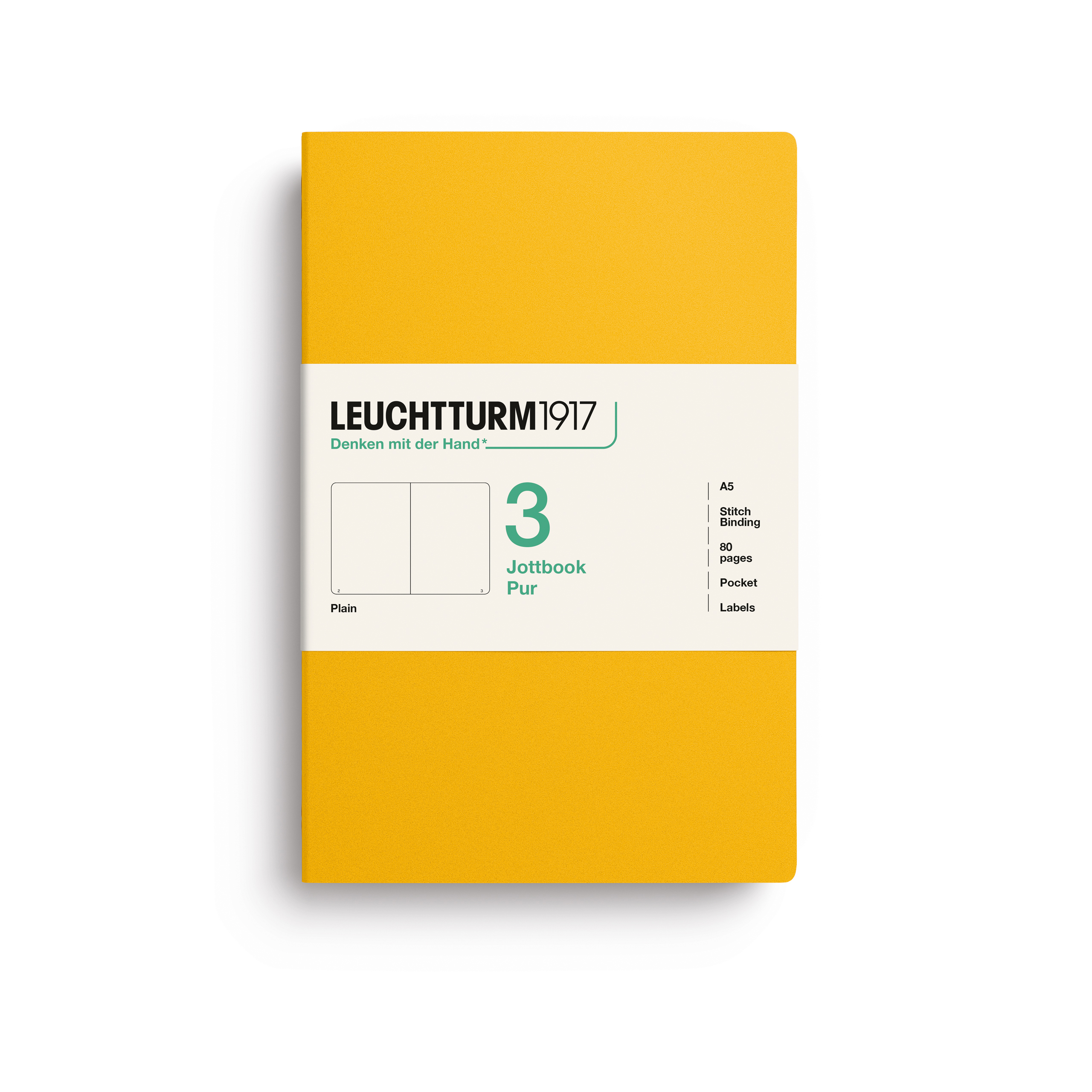 Leuchtturm 1917 Jottbook Pur Notitieboek A5 Blanco 80 vel Sunflower - 3 stuks