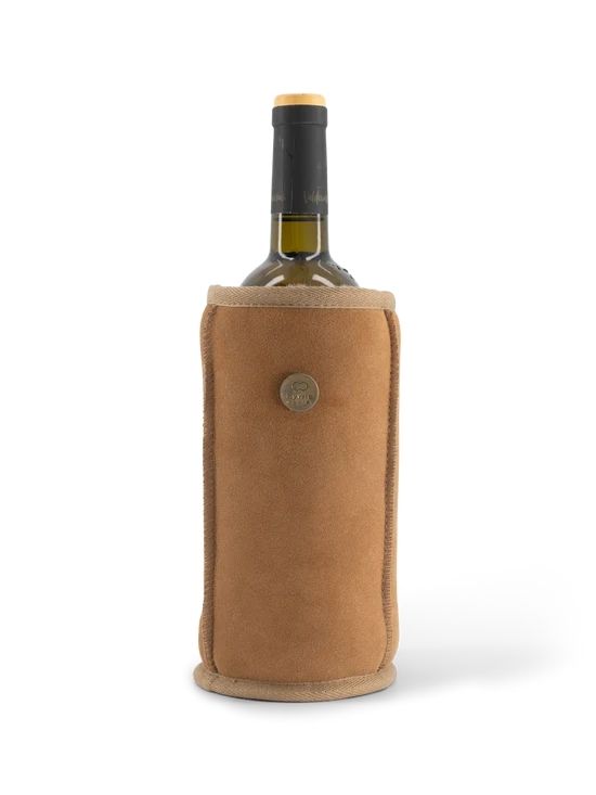 Kywie Wijnkoeler Camel Suede 11x21 cm - 100% Schapenvacht - Wol Beige - 750ml/1l