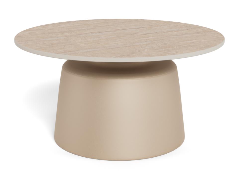 Santorini Salontafel Beige Traverti 70x36 cm - Basis Mat Grijs