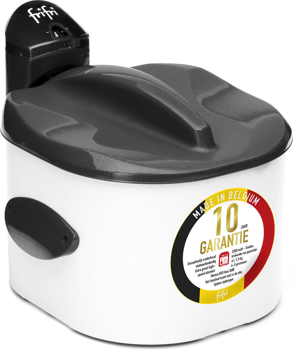 Frifri Ronde Friteuze Koude zone 3200 Watt, 4 Liter, 1.5 Kg Frieten, Wit gelakt aluminium