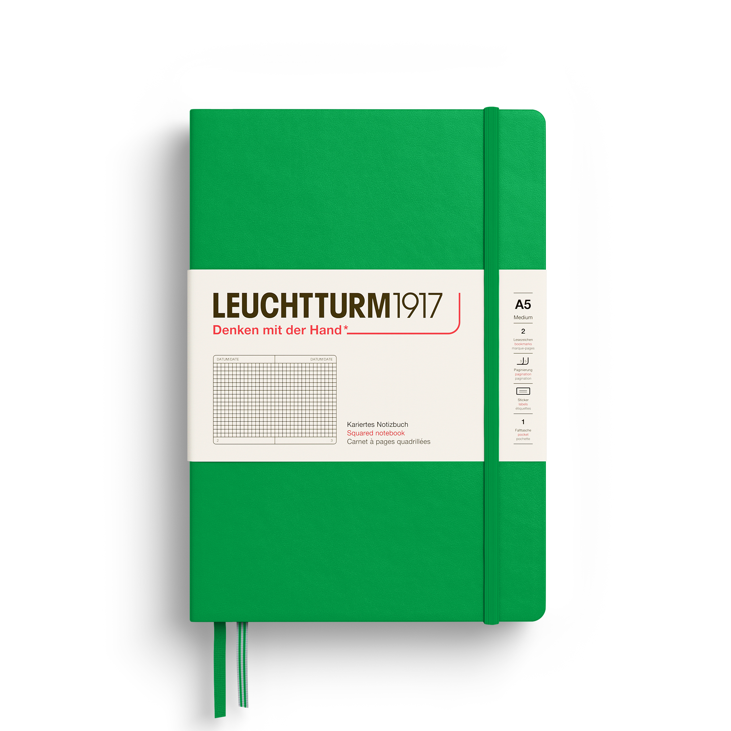 Leuchtturm1917 Notebook Medium A5 Hardcover Spring Leaf Geruit
