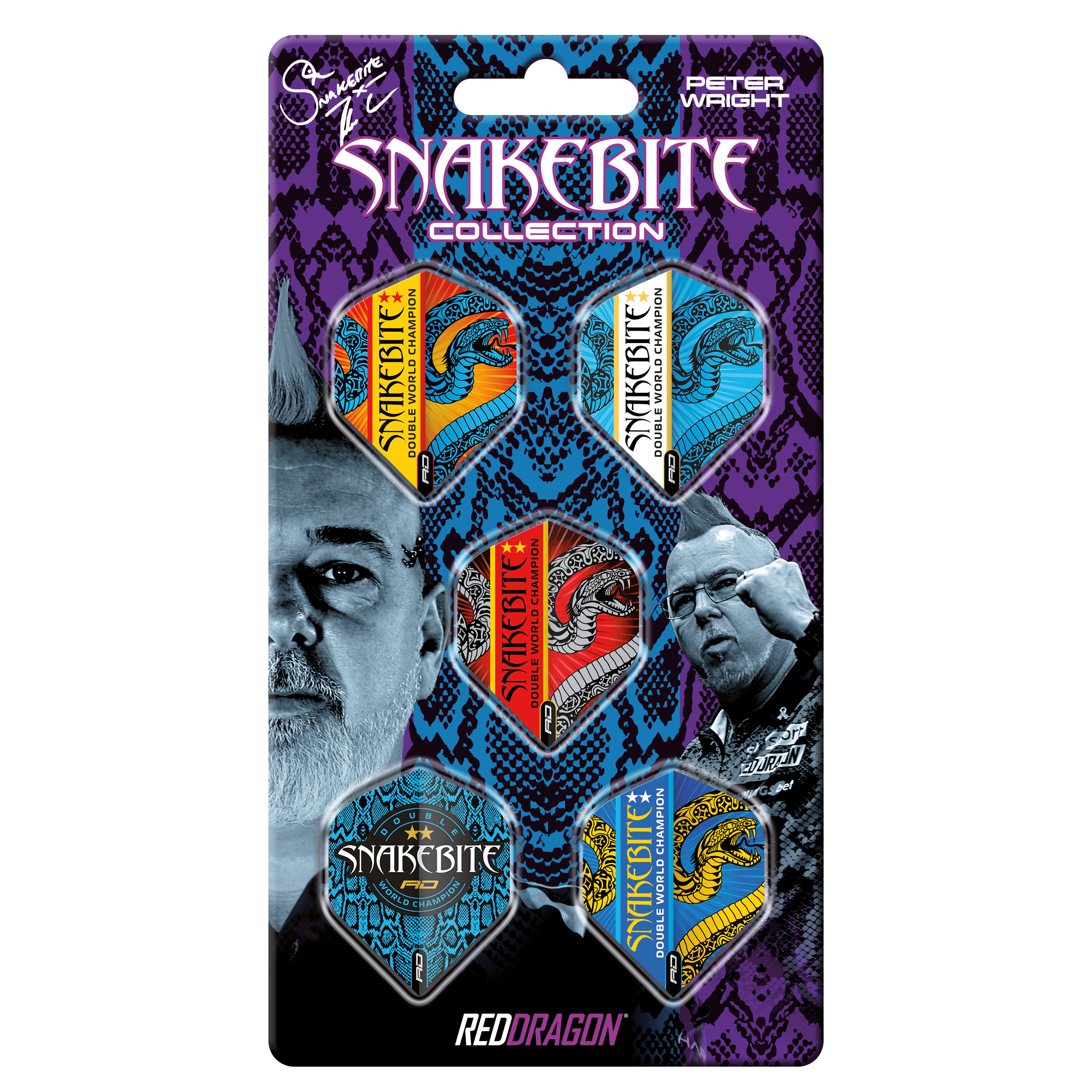 Red Dragon Snakebite Peter Wright Dart Flights 5 stuks