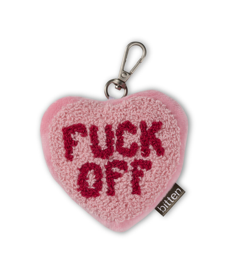 Bitten Design Sleutelhanger Heart Fuck Off Pink/Red 9x12 cm