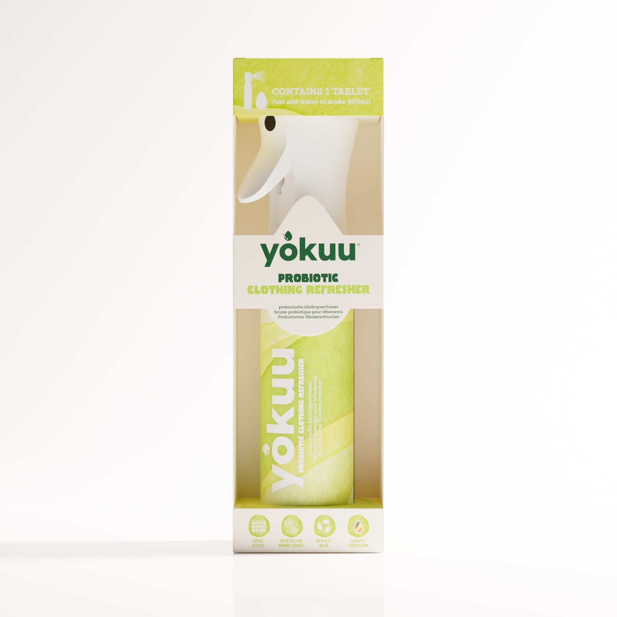 Yokuu Textielverfrisser Starter Kit - 1x Spray Hervulbaar en 1x Tablet voor 300ml - Probiotisch