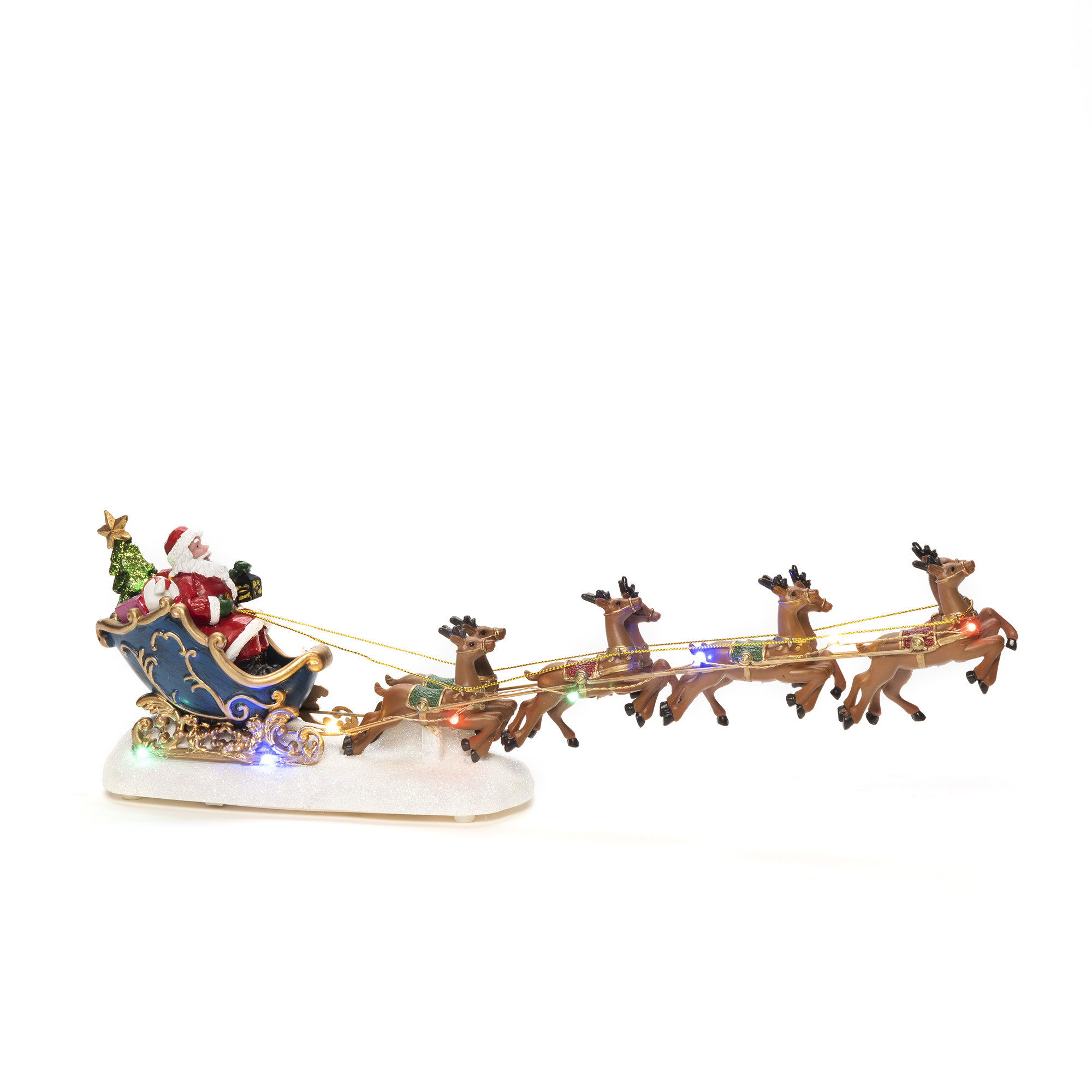 Konstsmide LED Kerstman met Rendierenslee Wintertafereel - 10 leds - Multicolor - op Batterijen (excl.)