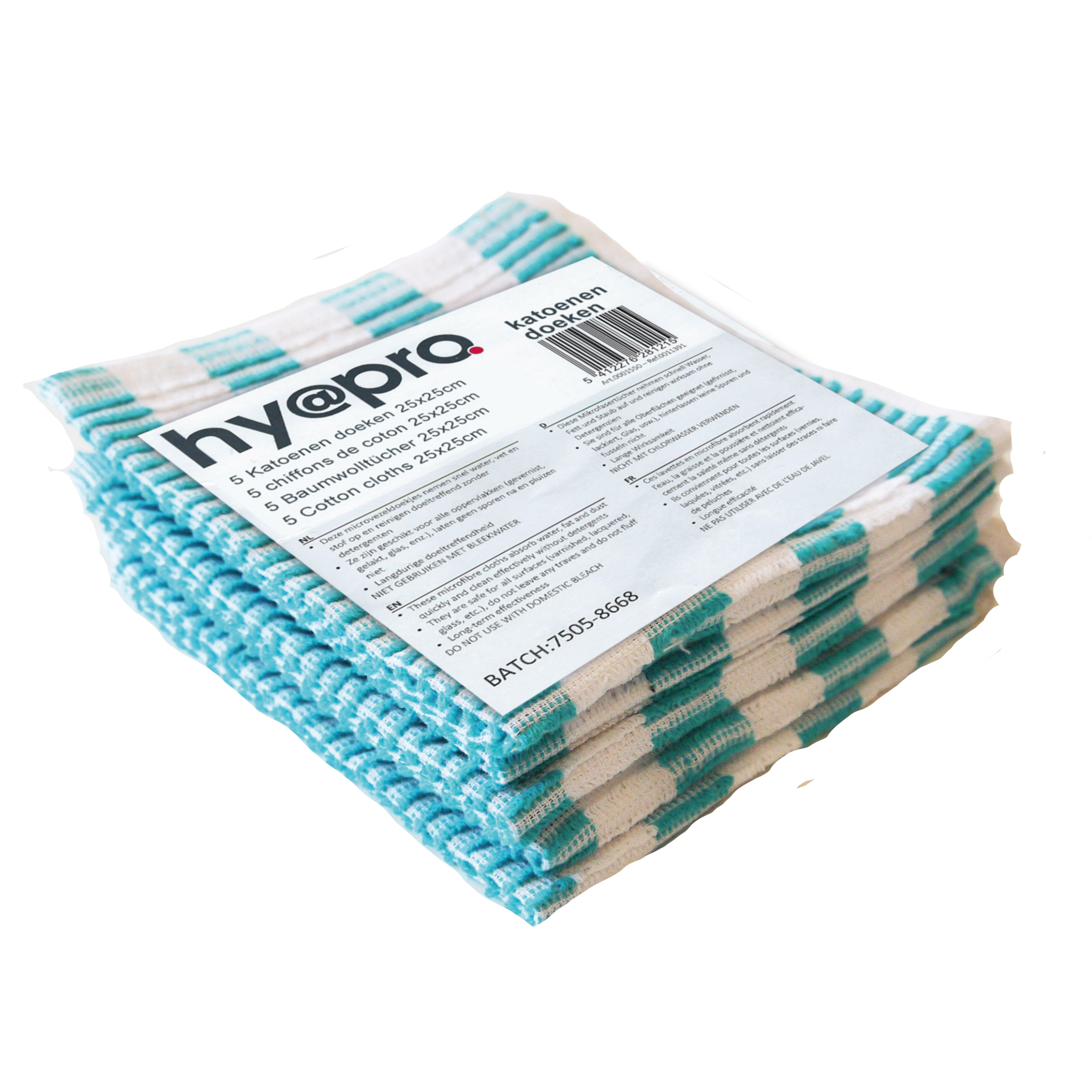 Hy@Pro Vaatdoek Wit/Groen 35x35 cm - prijs per stuk