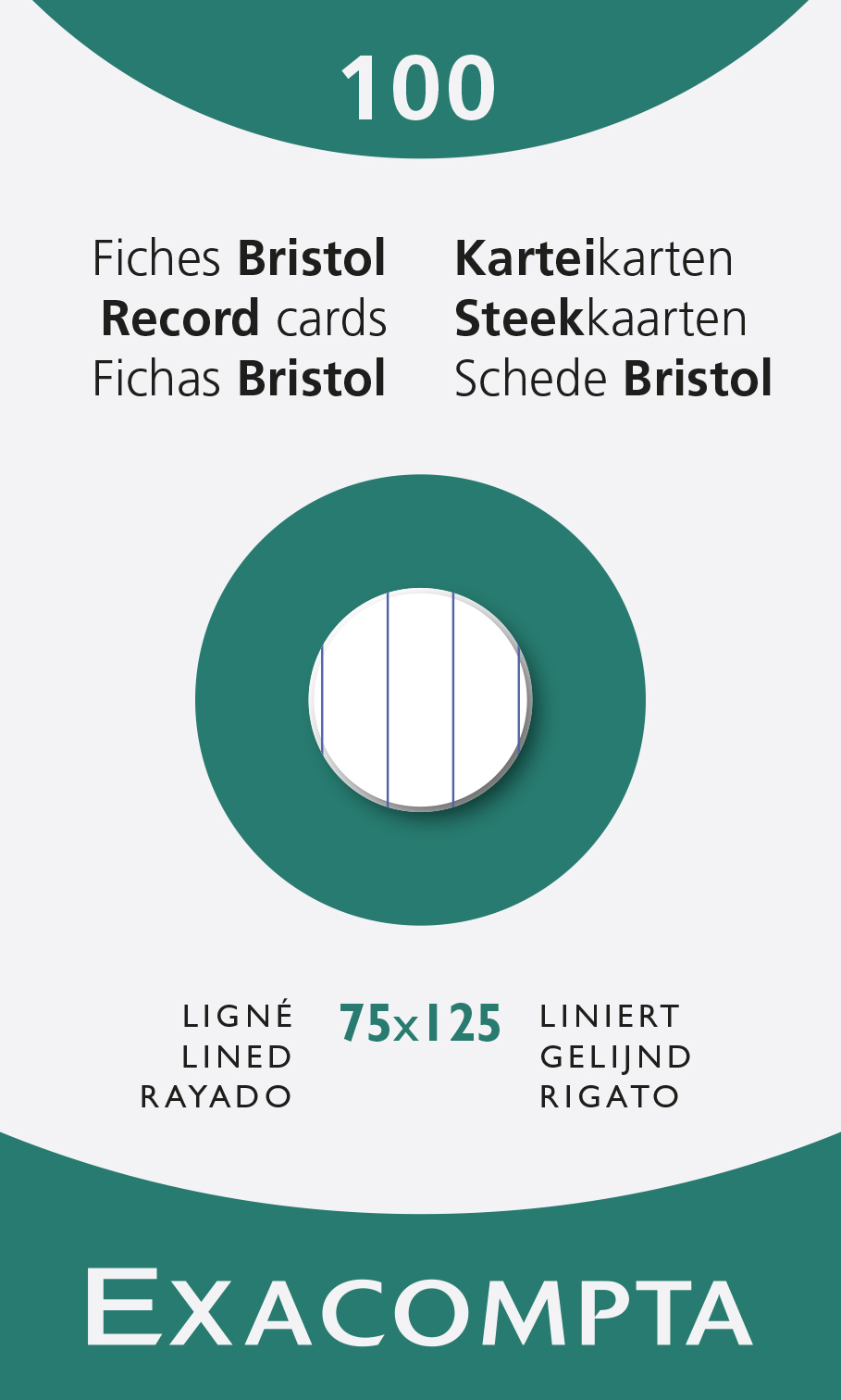 Exacompta Steekkaarten Bristol Wit 75x125mm - 100 Stuks - Geruit