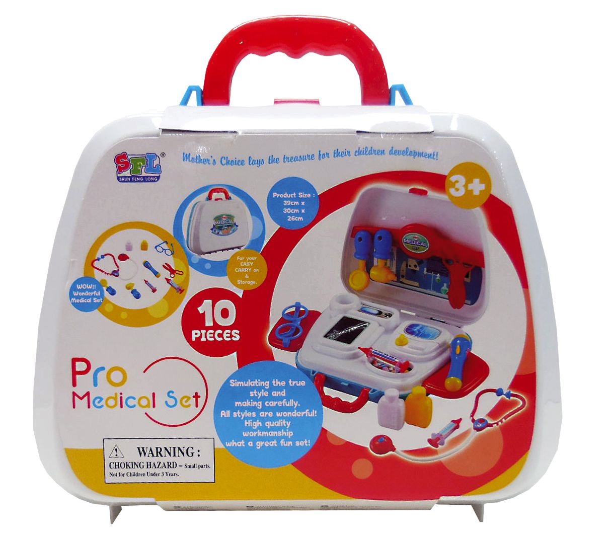 Dokterskoffer 10-delig, draagbaar medisch centrum in koffer,39x30x26 cm