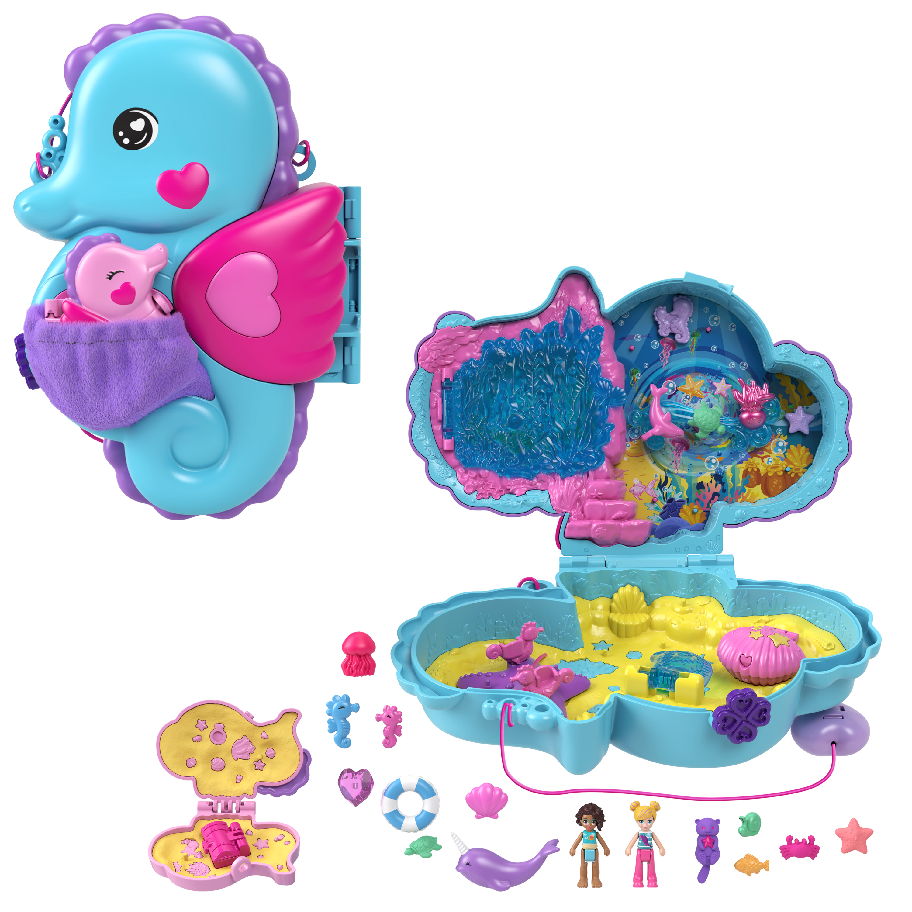 Polly Pocket grote draagbare schoudertas safari of regenboogwolk