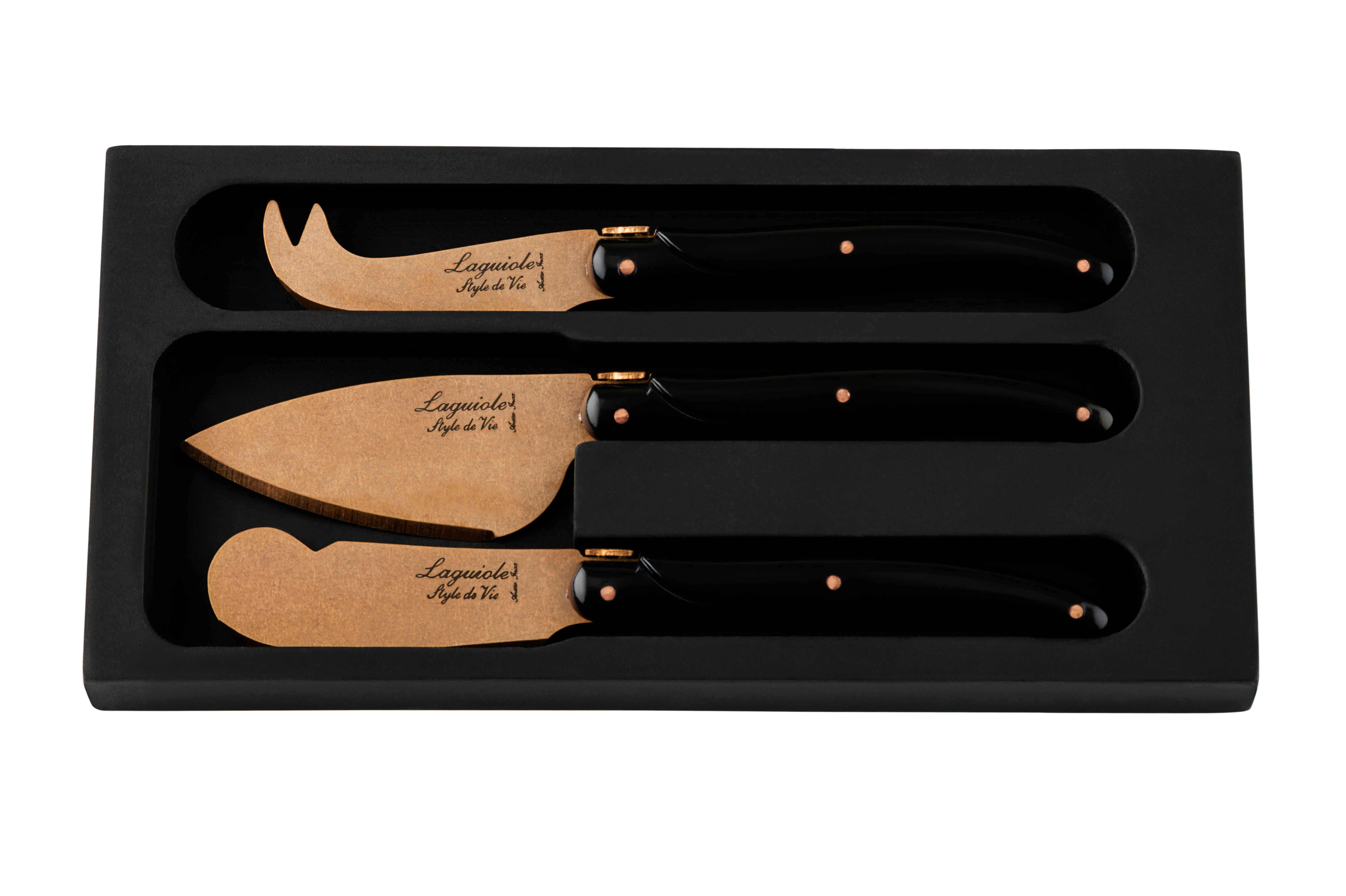 Laguiole Kaasmessenset Prestige Line Copper 3-delig - Stonewash