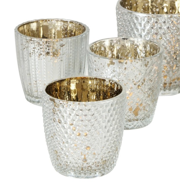 Theelichthouder Patty Antique Silver 8x7 cm - Glas  - assorti - prijs per stuk