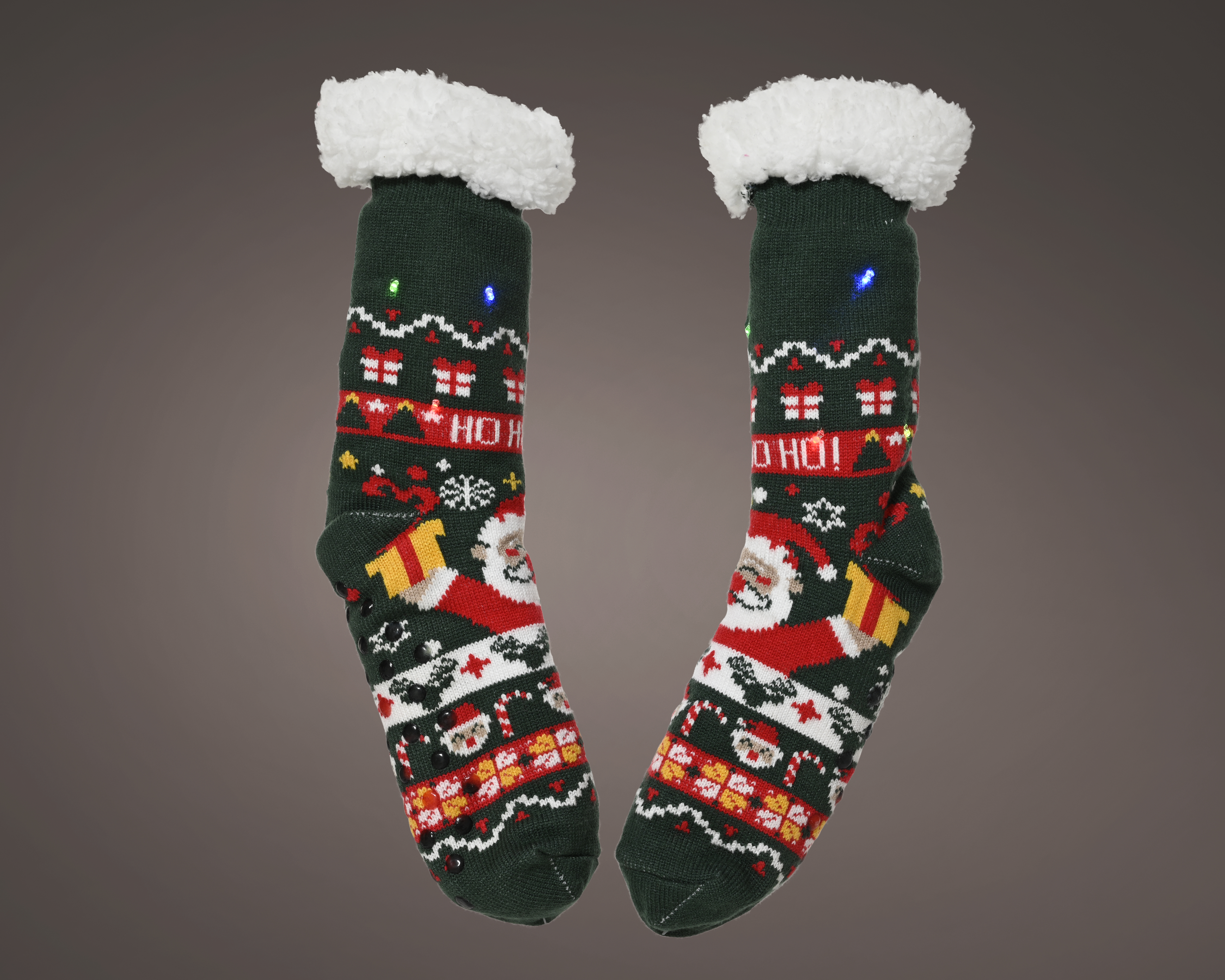 Sokken Kerst LED Blauw met Kerstman - One Size - met Batterij (incl.)