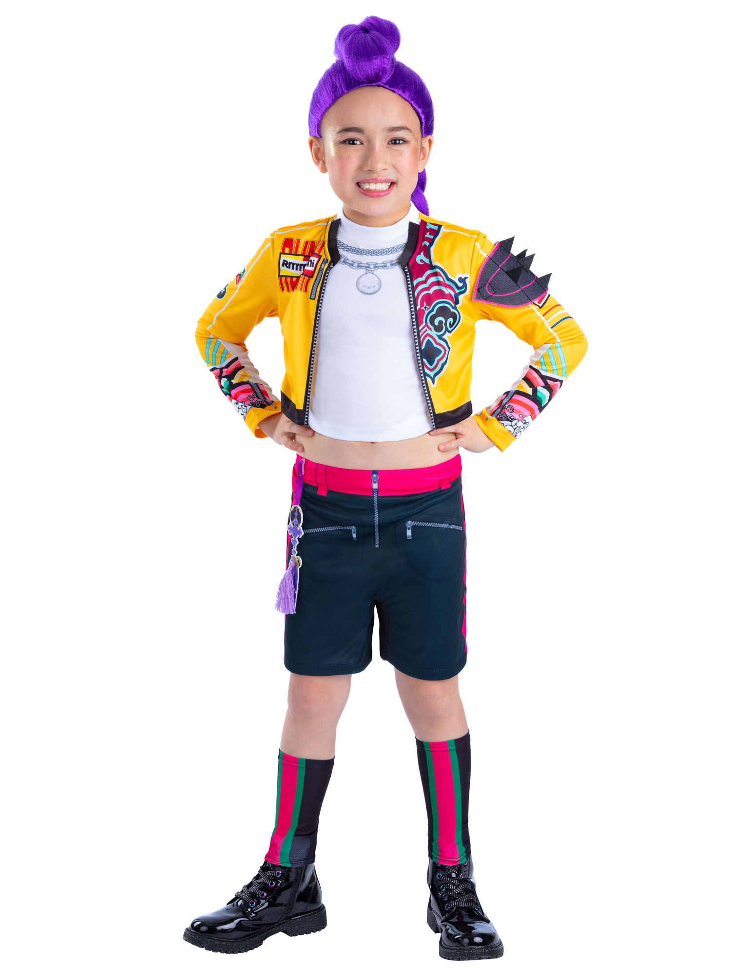 KPop Demon Hunters Verkleedpak Rumi Core XS 5-6 Jaar - Top/Jasje/Short & Beenverwarmers