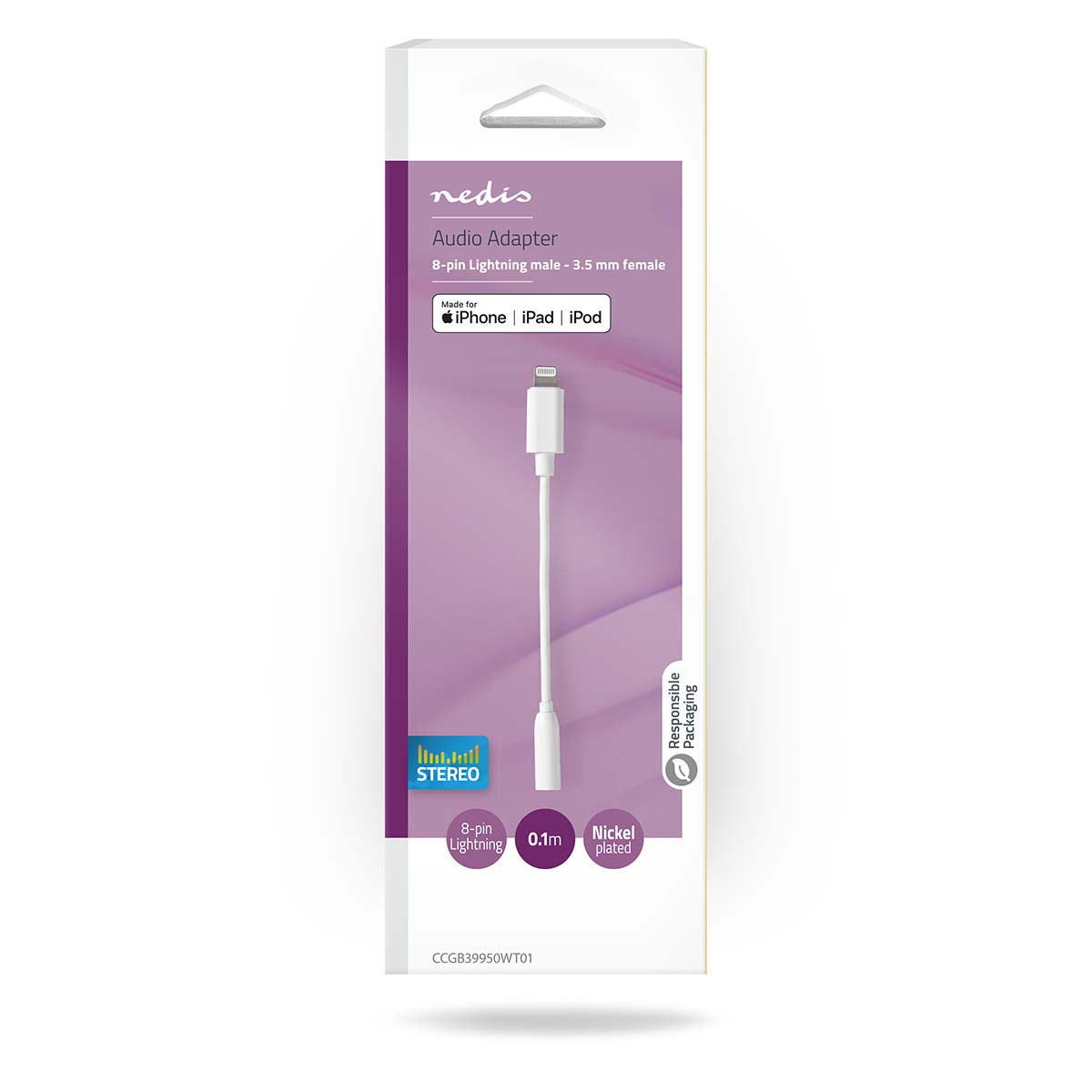 Nedis Lightning naar 3.5mm adapter 0.1 m hoofdtelefoon naar Apple - wit