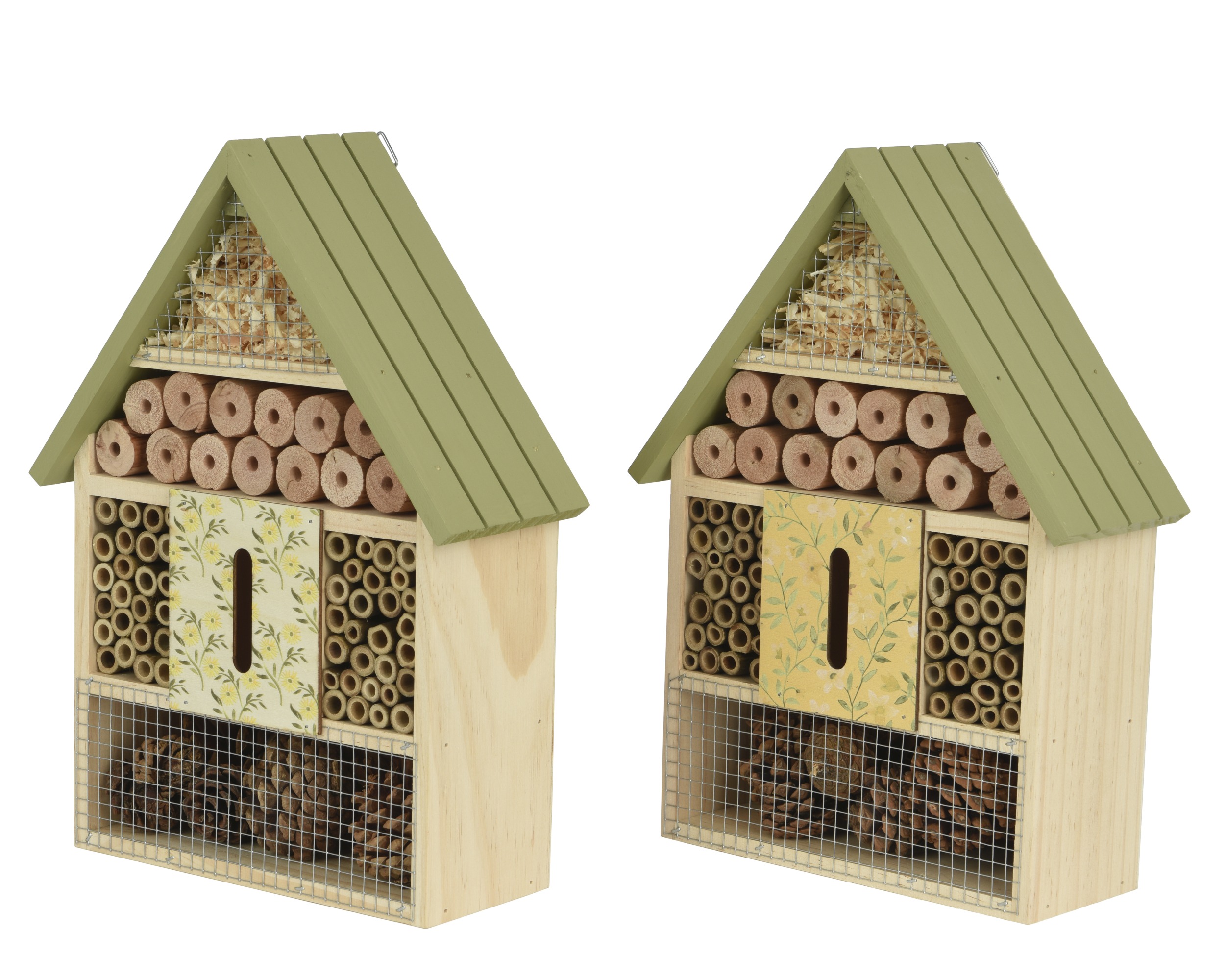 Insectenhuis met Witte/Gele Bloemen - 22x9x30 cm - Vurenhout - assorti - prijs per stuk
