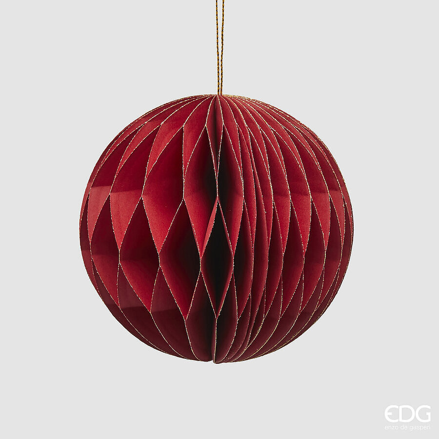 EDG Kerstbal Papier Rood 10cm EDG Kerstbal Papier Rood 10cm