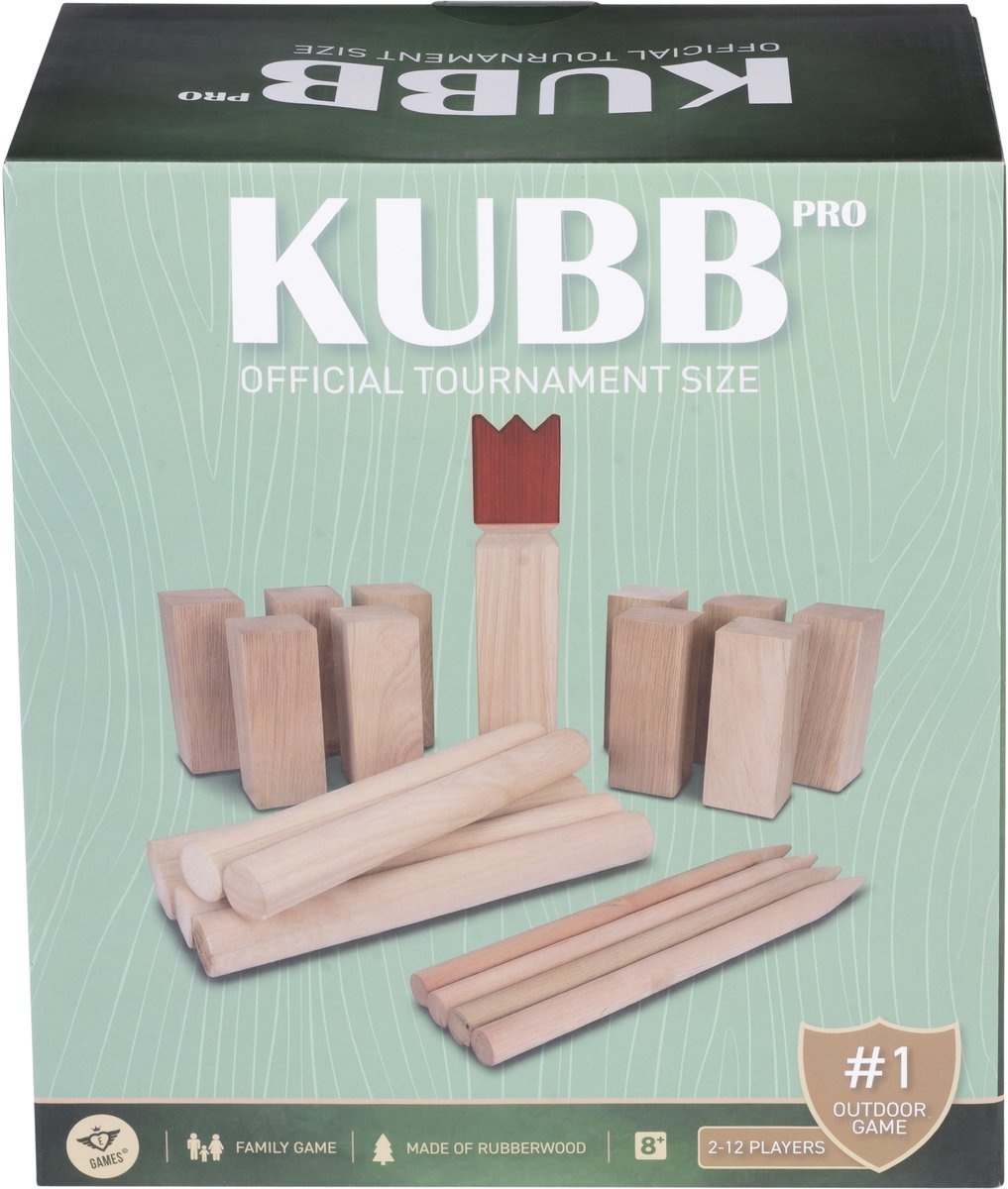 Kubb Tournament Rubberhout met Rode Koning 30 cm 7.5x7.5 cm officiële maat