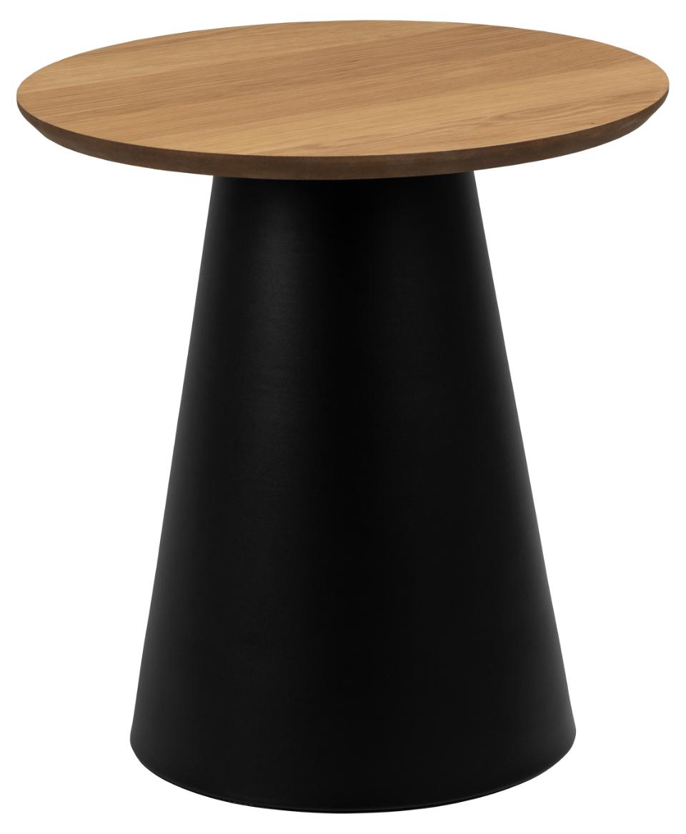 Soli Salontafel Rond Oak Veneer Matt 45x48 cm - Basis Mat Zwart