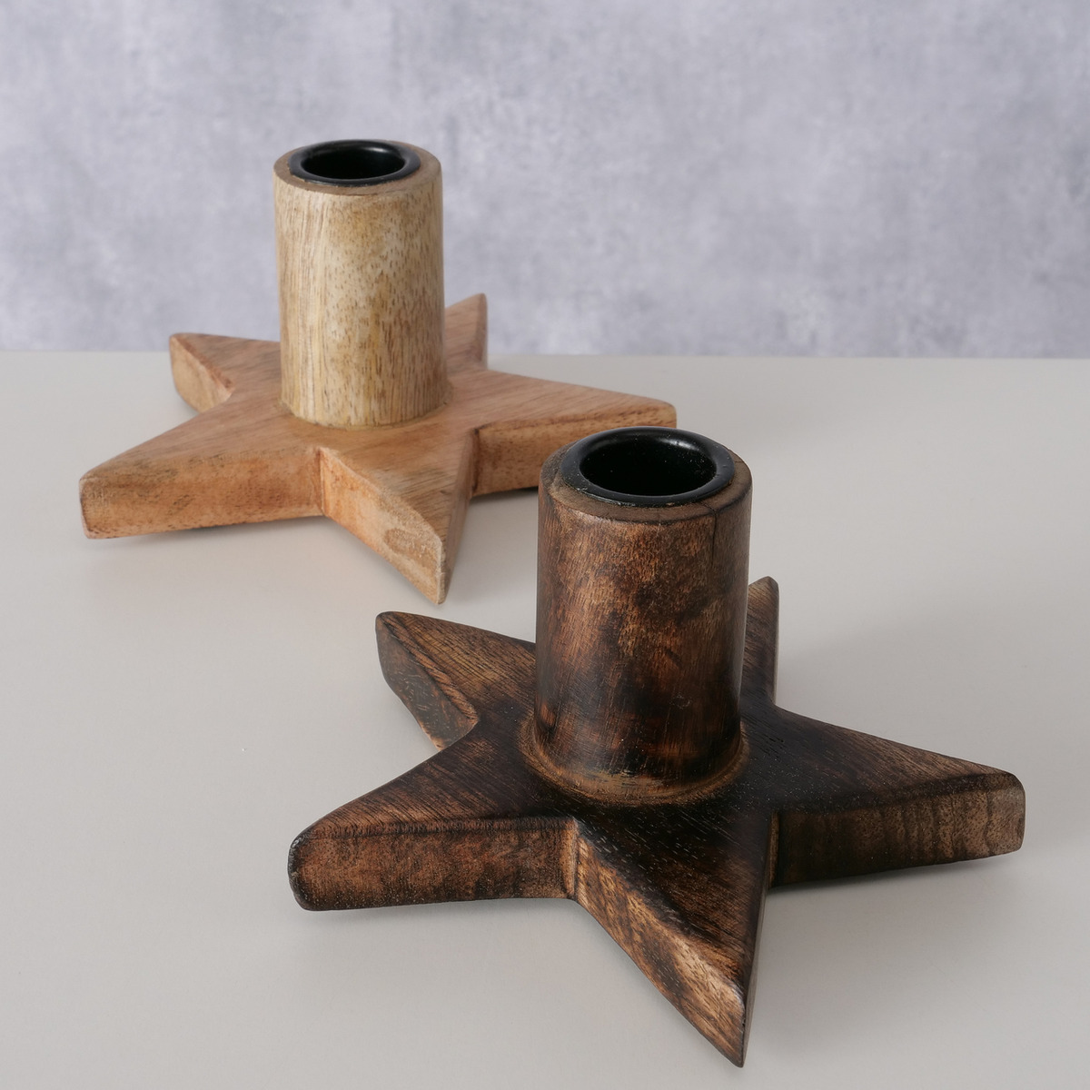 Boltze Home Kandelaar Woko 13x7 cm Naturel/Bruin Mangohout - Ster - assorti - prijs per stuk