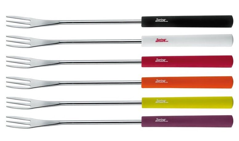 Spring Raclettevork Basic 26cm set 6 stuks - RVS/PLC - Multicolor - Kaasfondue